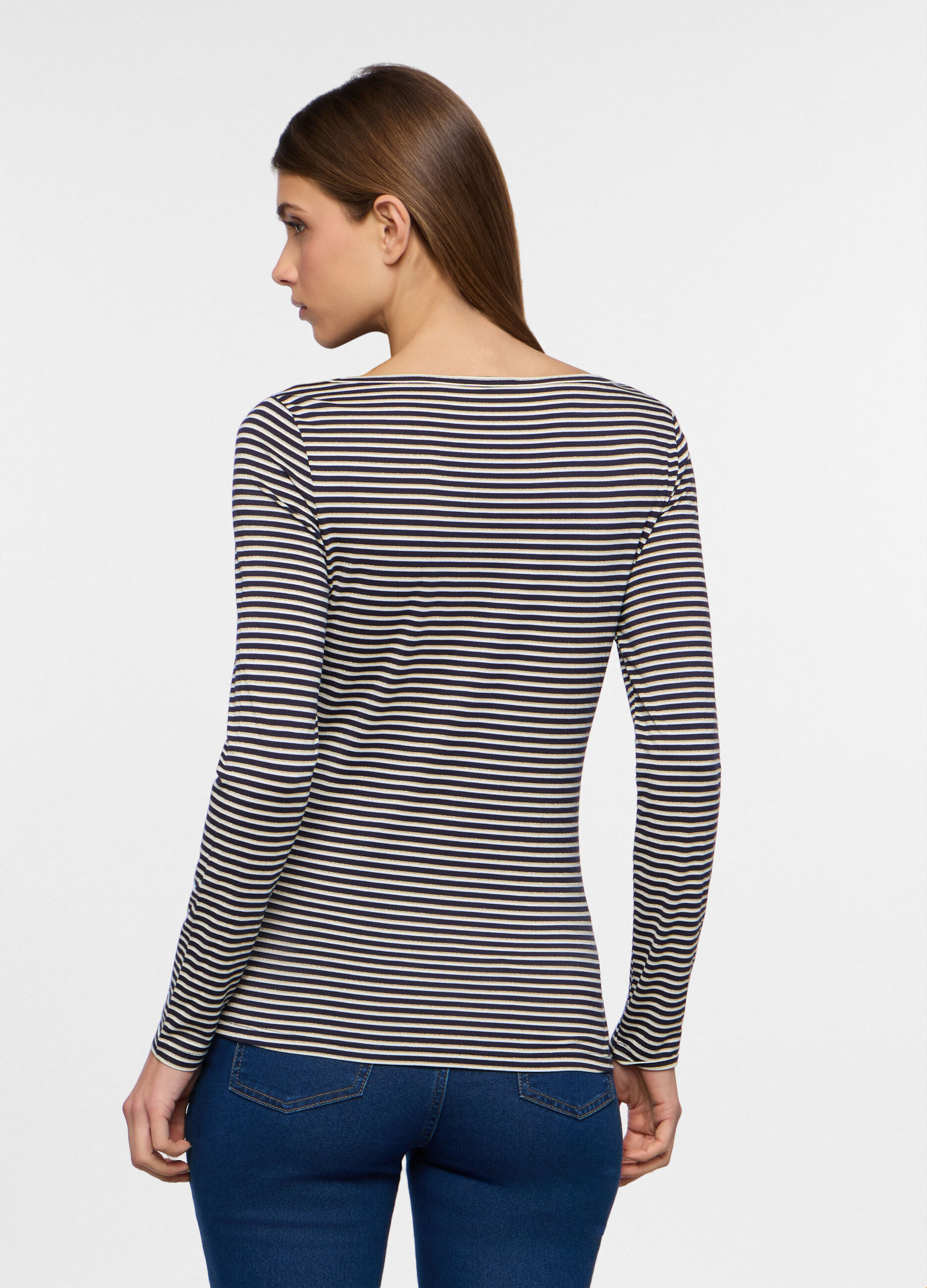 T-shirt con scollo a barchetta stretch donna_1