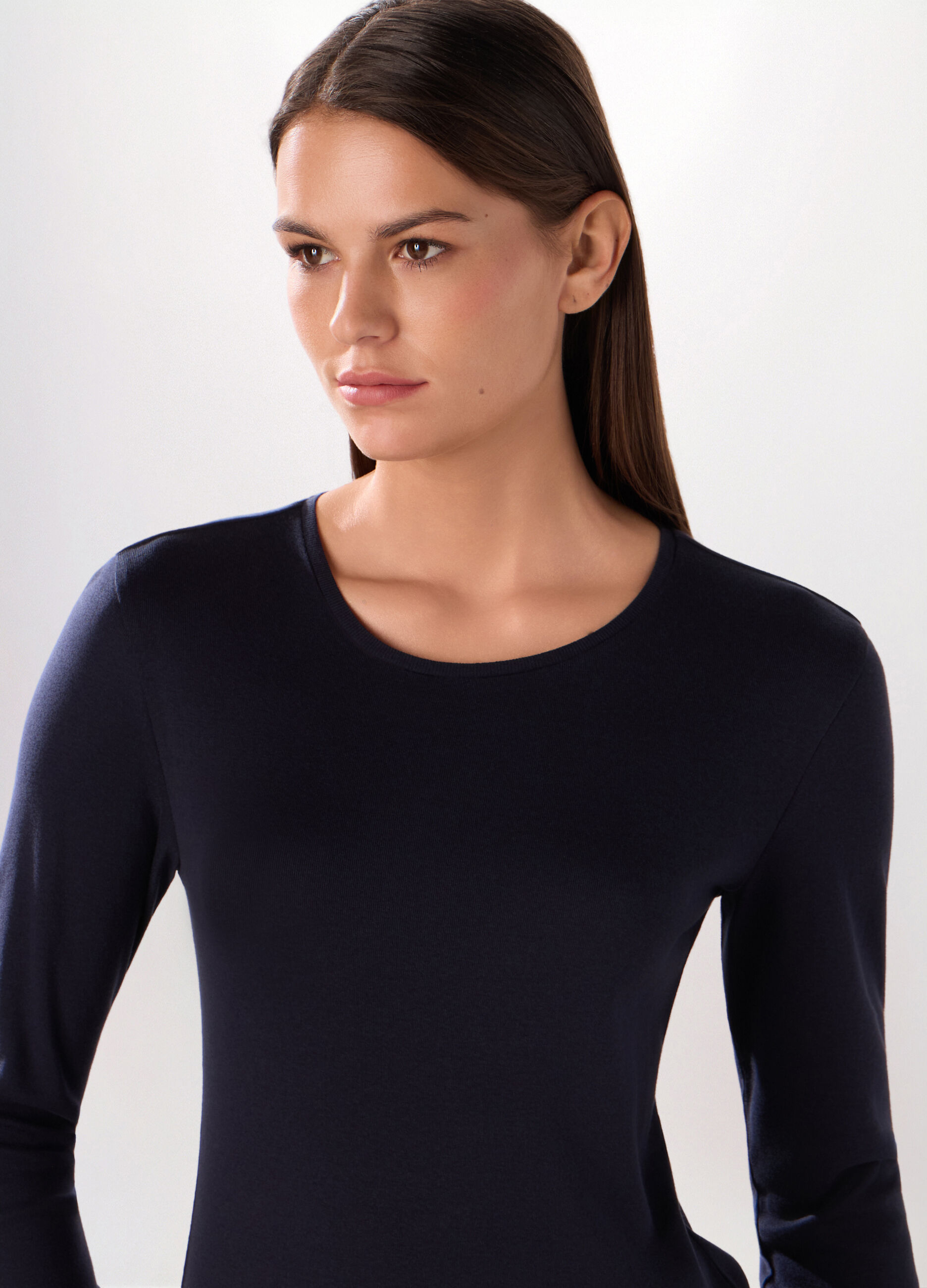 T-shirt in costina di puro cotone donna_2