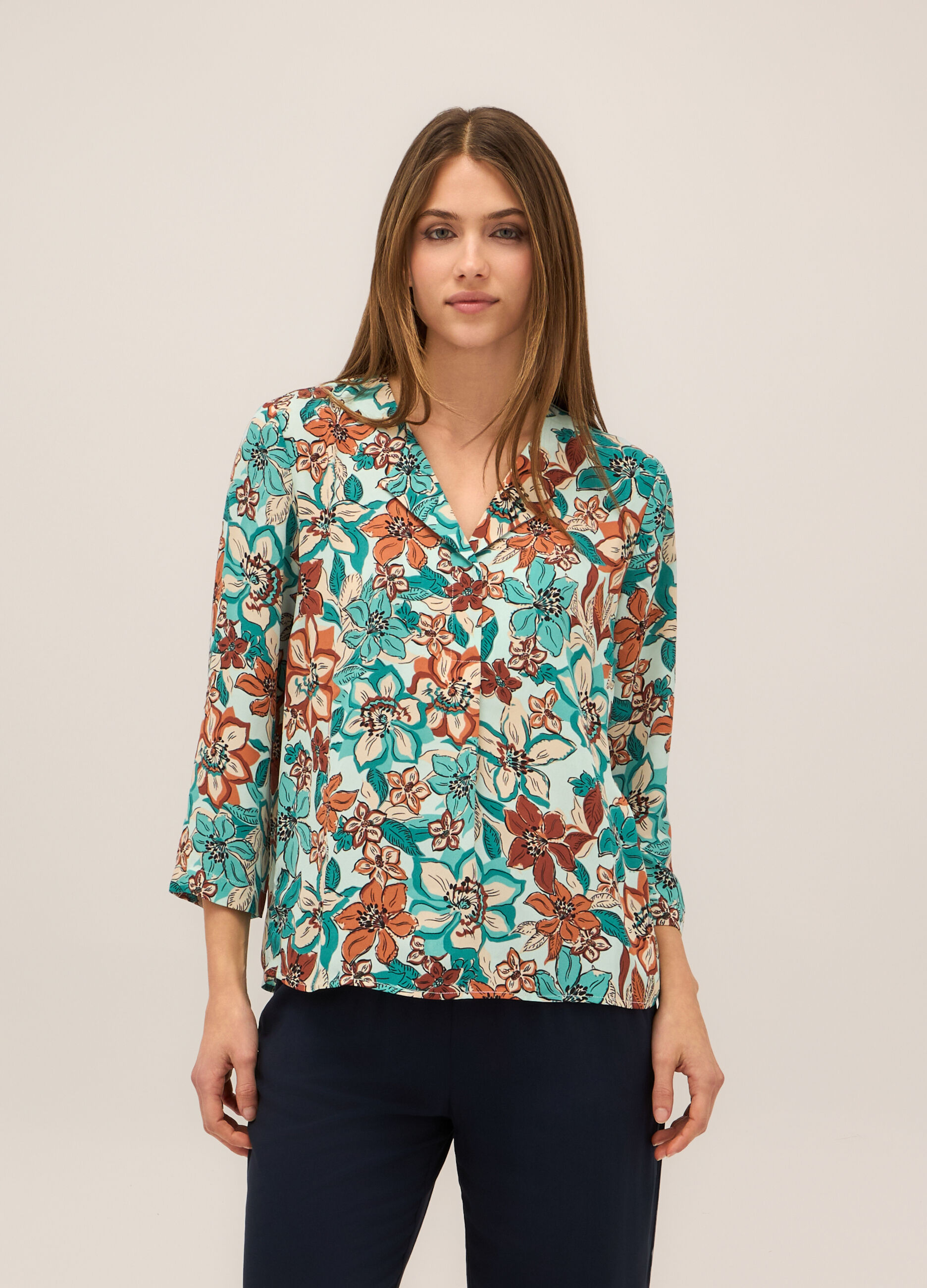 Blusa in crepe con stampa donna_0