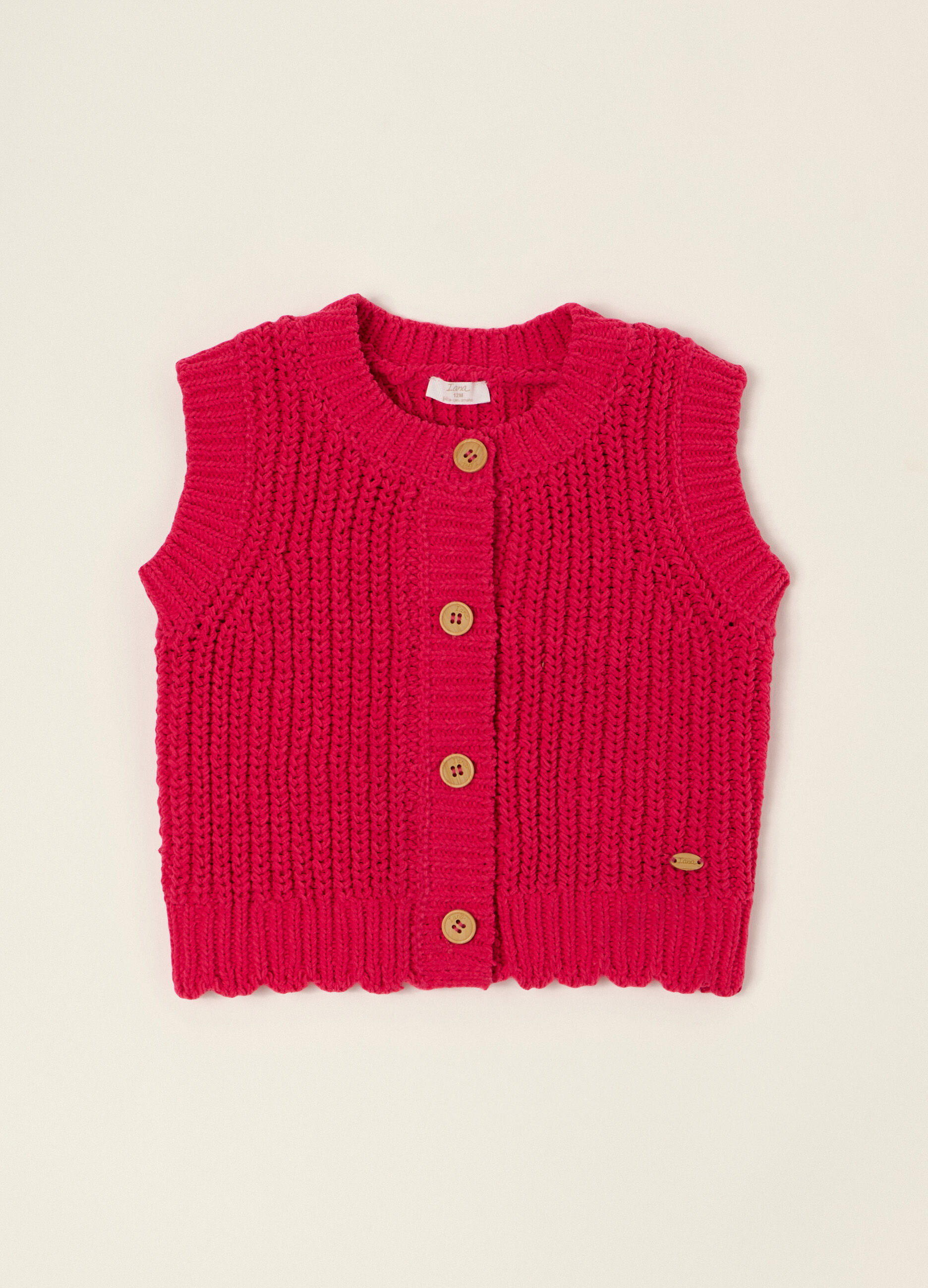 Cardigan rosso in maglia per neonata_0