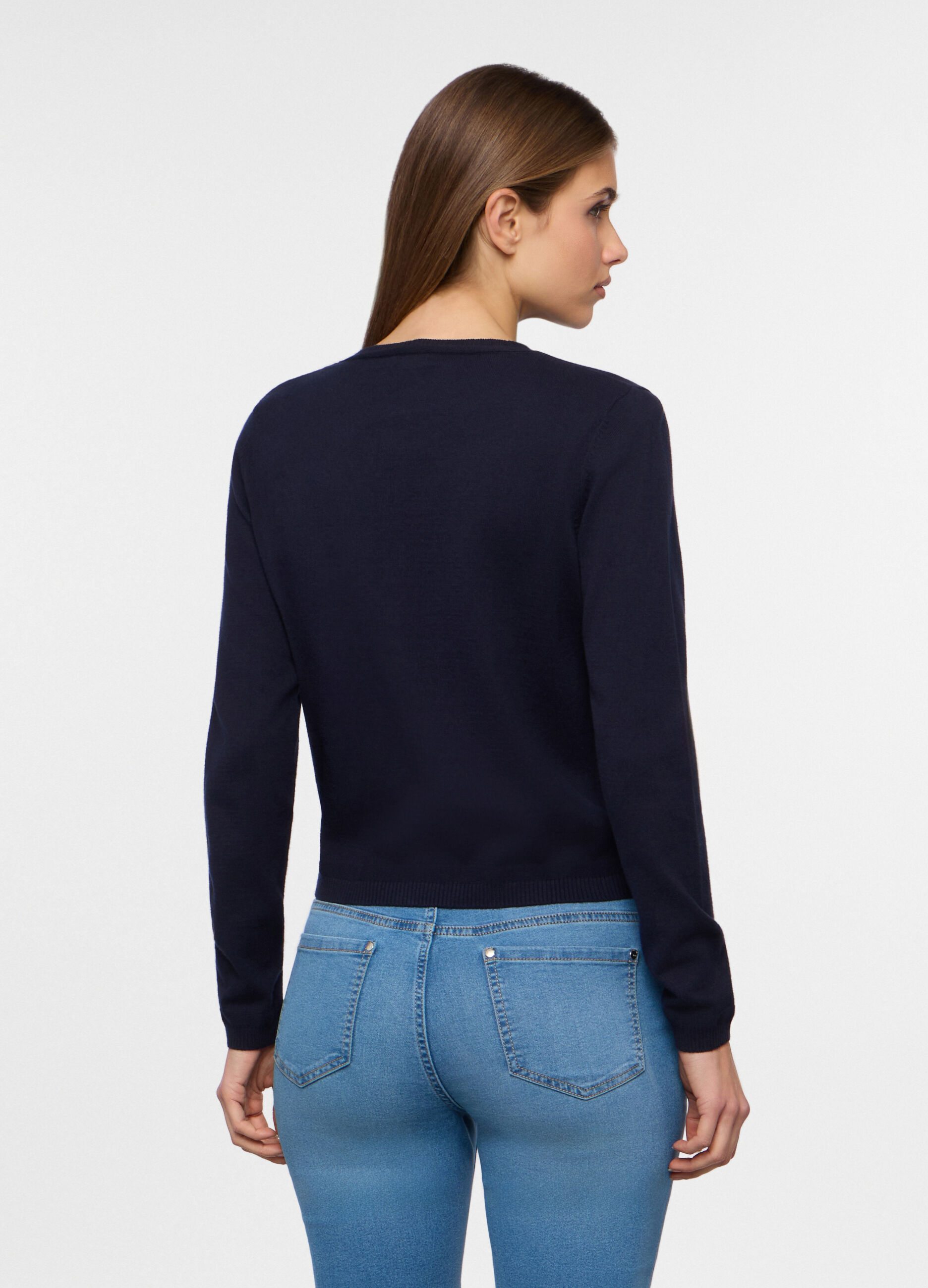 Cardigan girocollo rasato donna_1