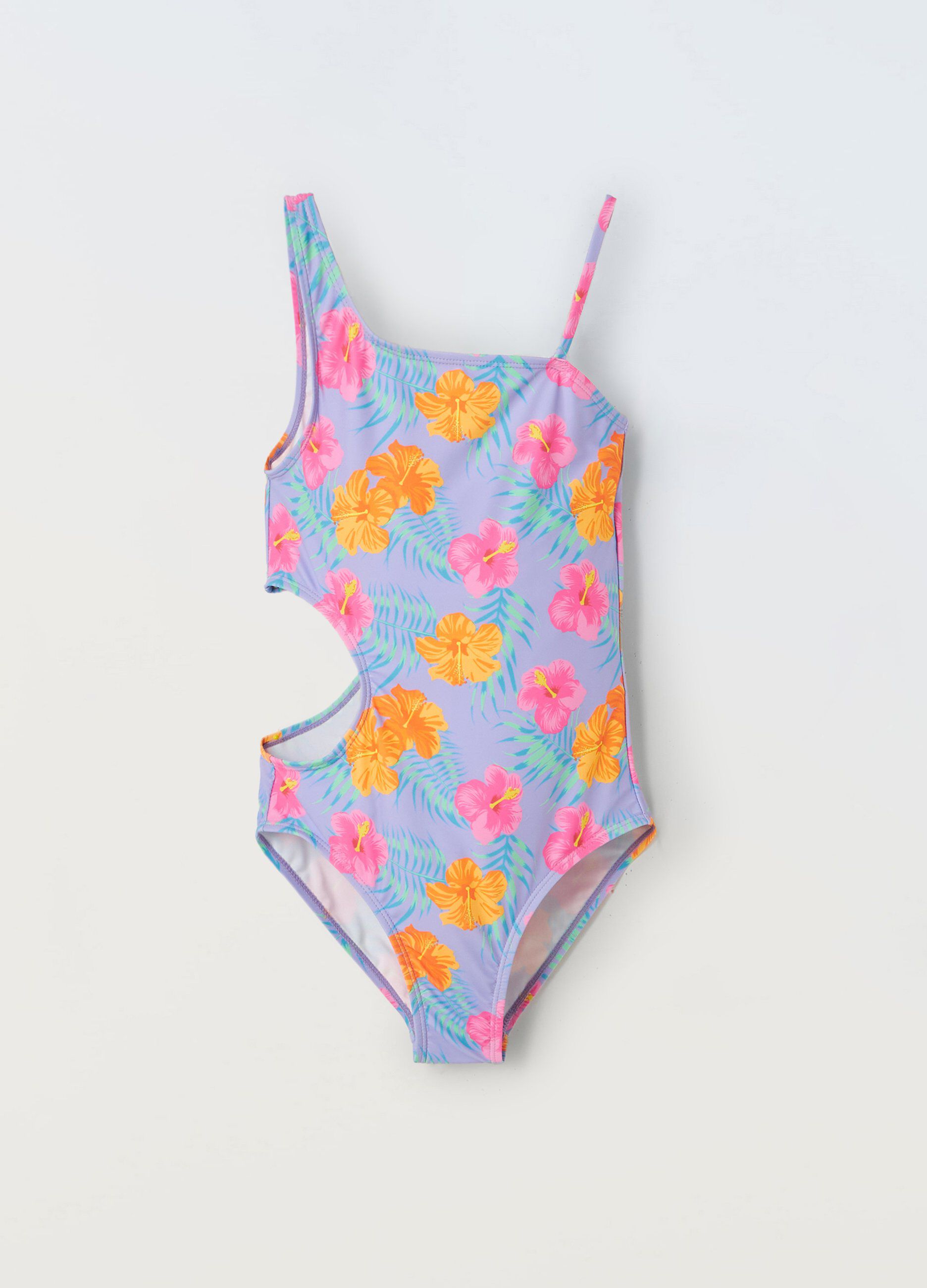 Costume intero con cut out laterale ragazza_0