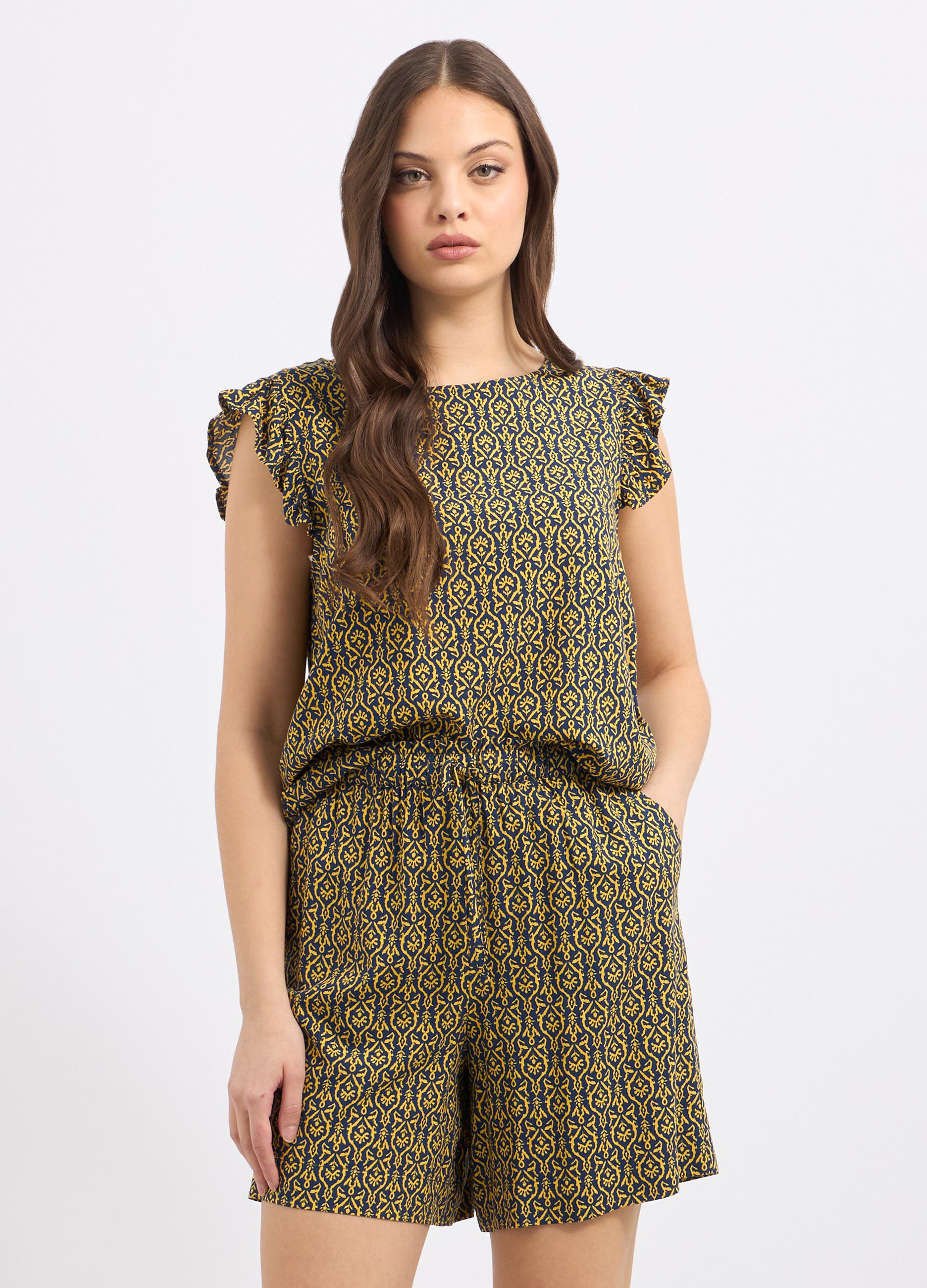Blusa in pura viscosa con rouches donna_0