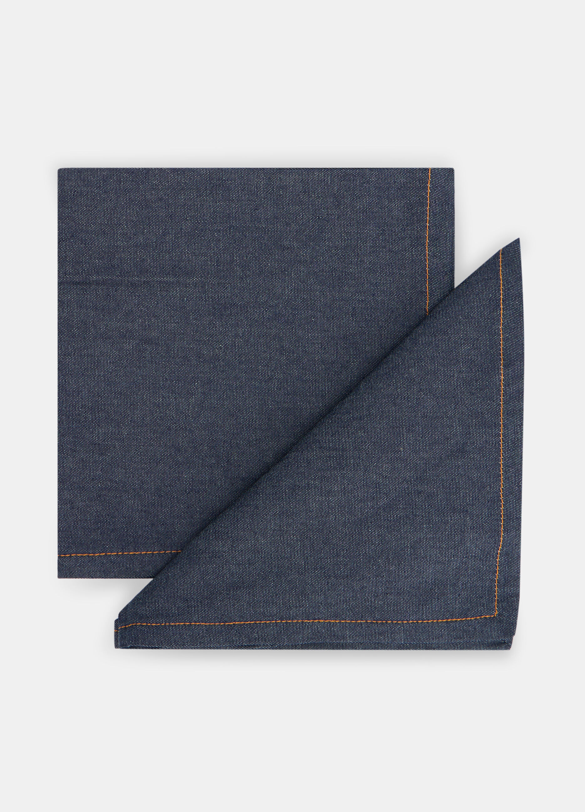 Tovagliolo quadrato in puro cotone effetto denim_0