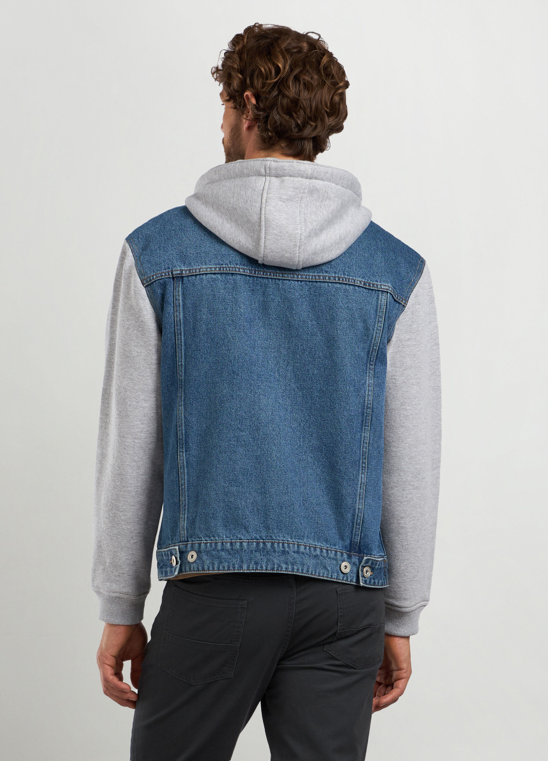 Giacca ibrida in denim e felpa uomo_1