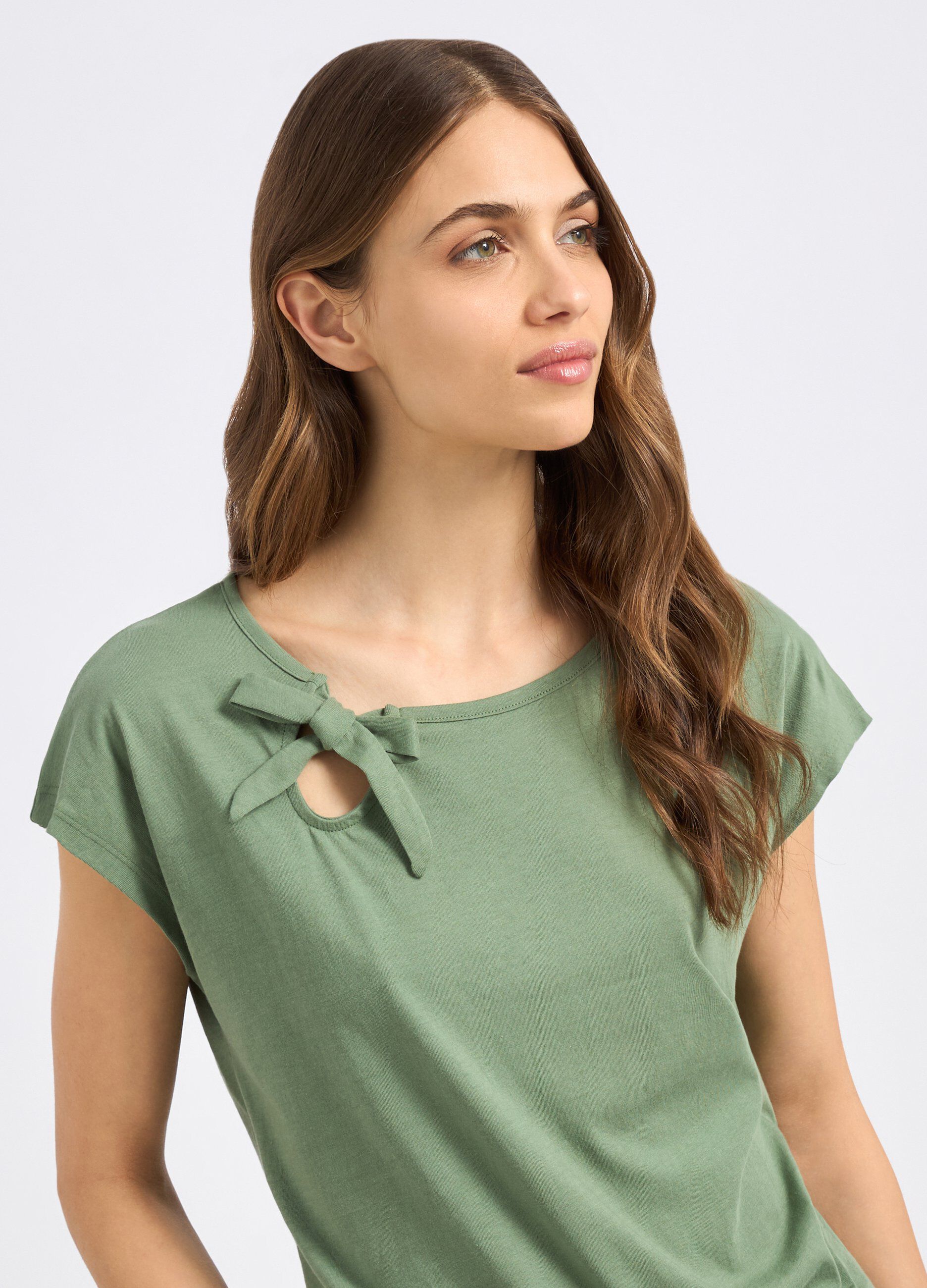 T-shirt in puro cotone con cut out donna_2