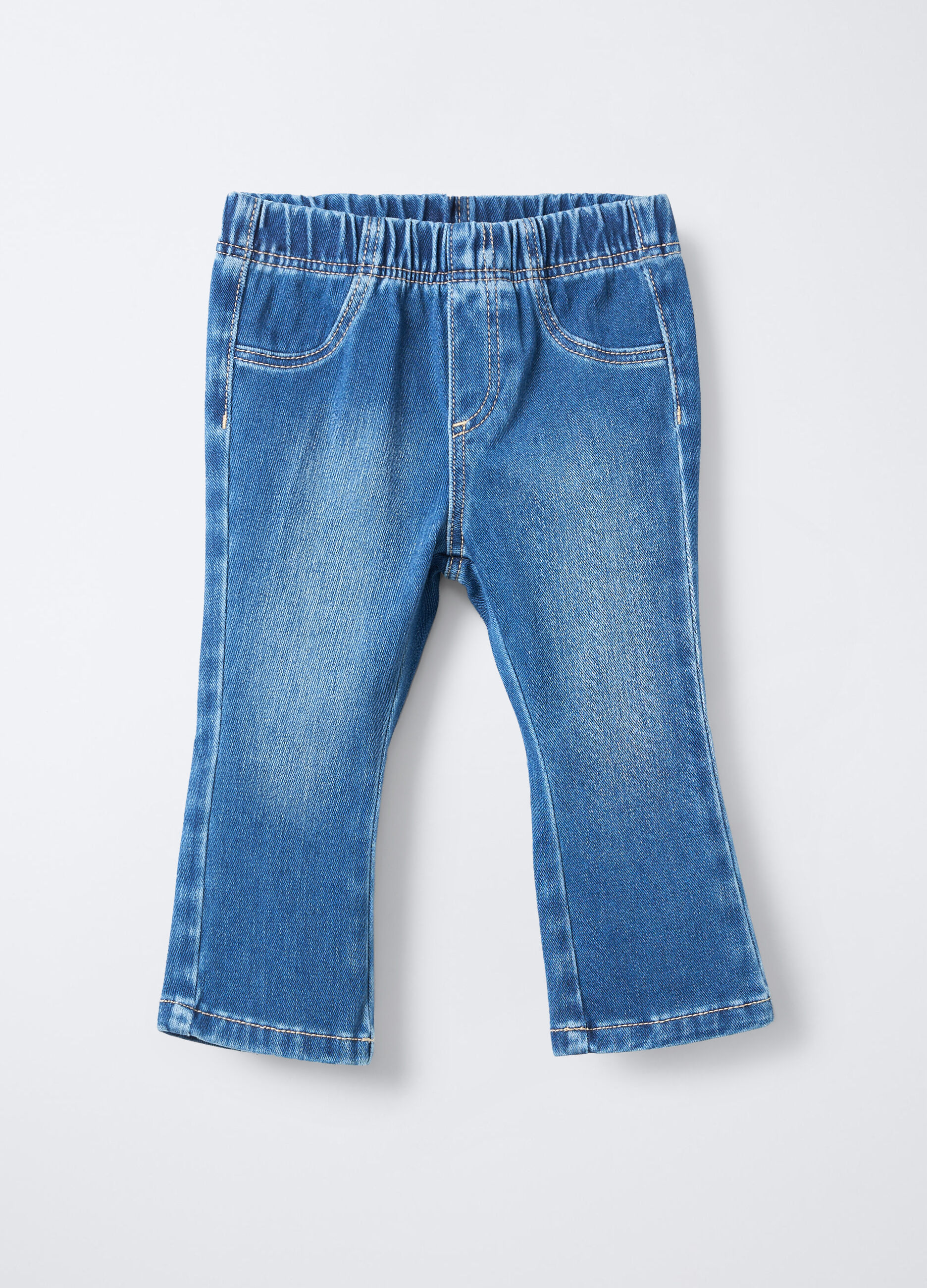 Jeggings in misto cotone garzato denim stretch bimba_0