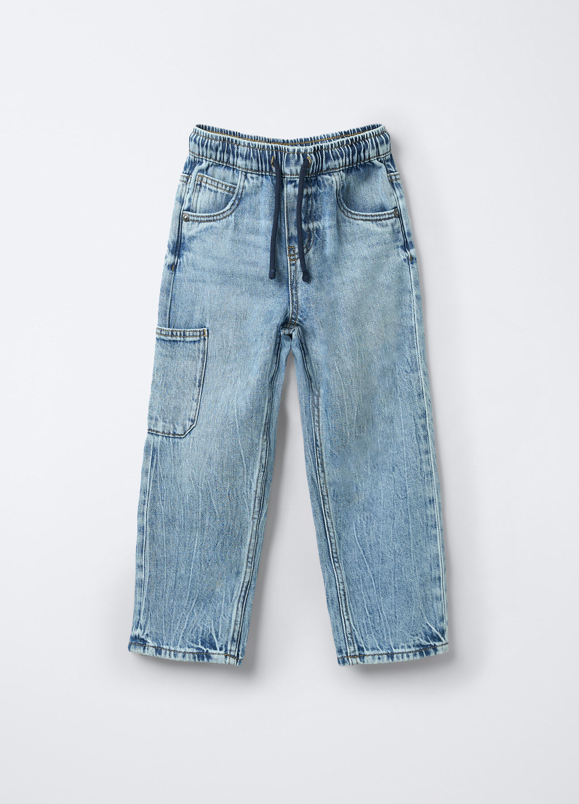 Jogger in denim misto cotone Straight Fit bambino_0