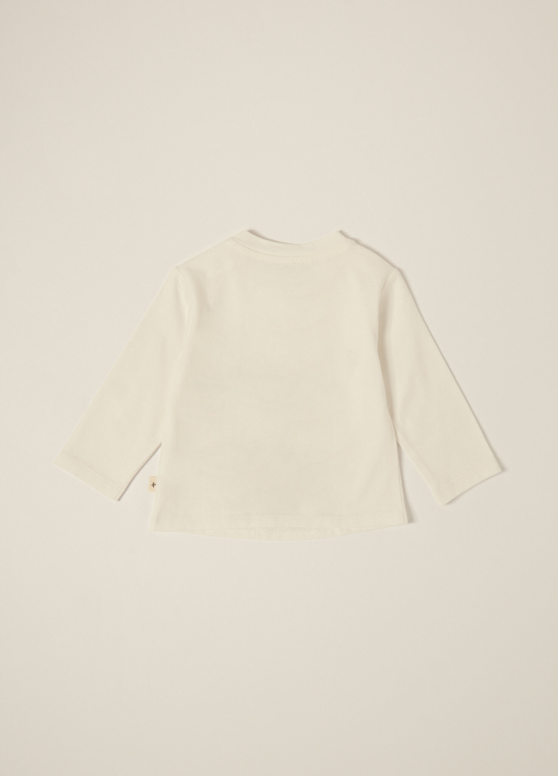 Maglia bianca a maniche lunghe in cotone per neonato_1