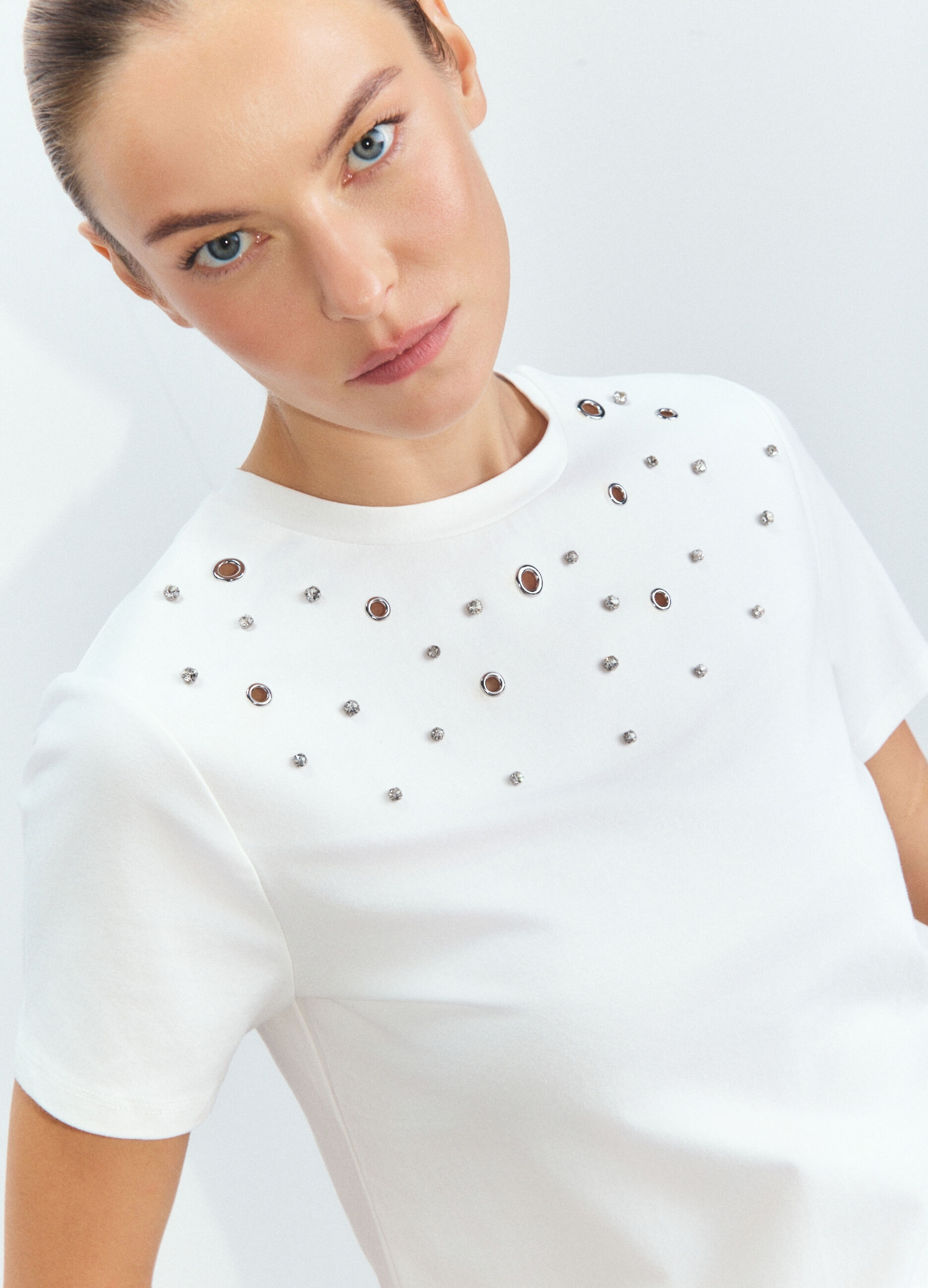 T-shirt girocollo stretch donna_3