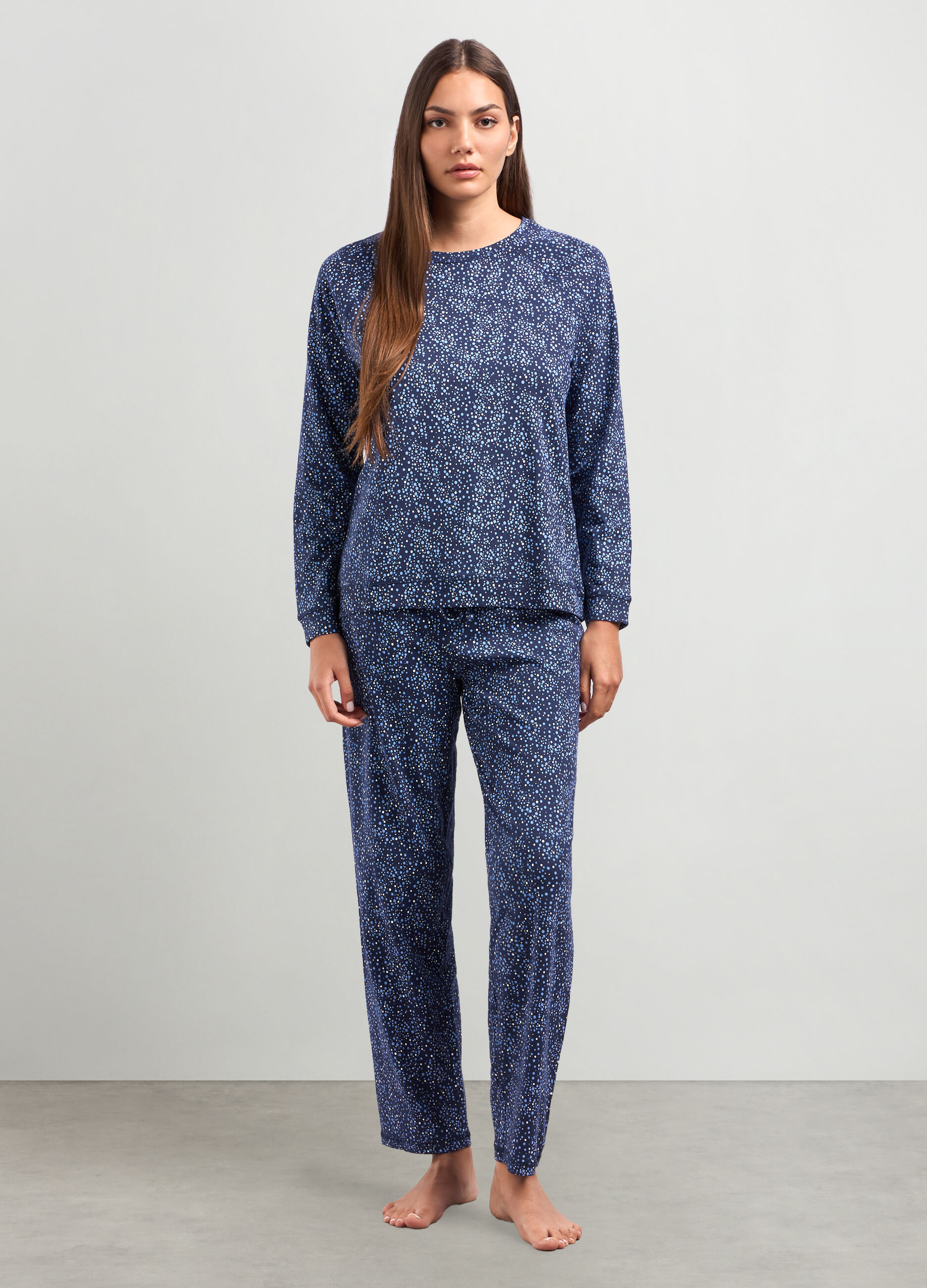 T-shirt pigiama lungo in puro cotone donna_0