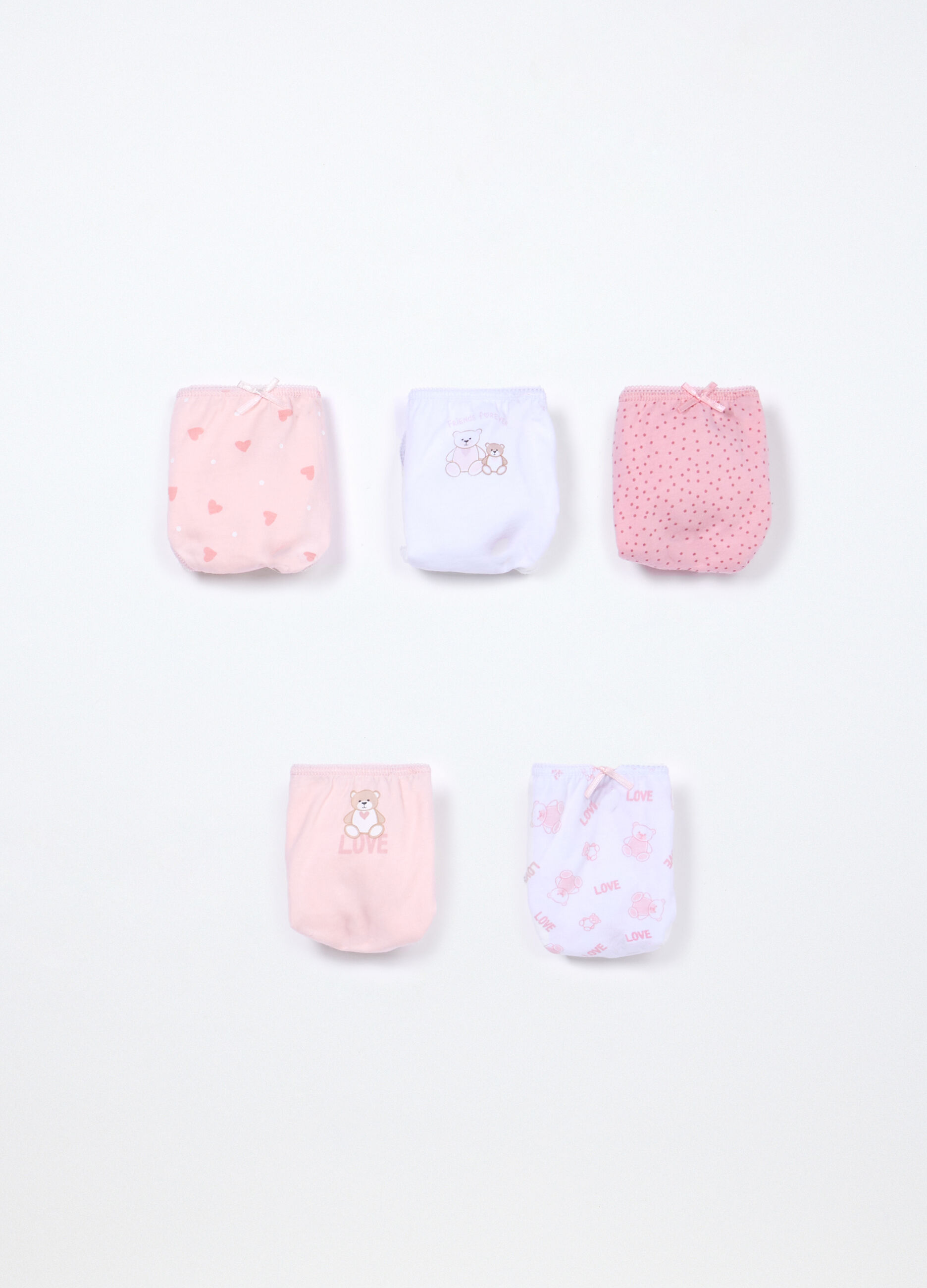 Pack 5 slip in jersey di puro cotone bambina_0