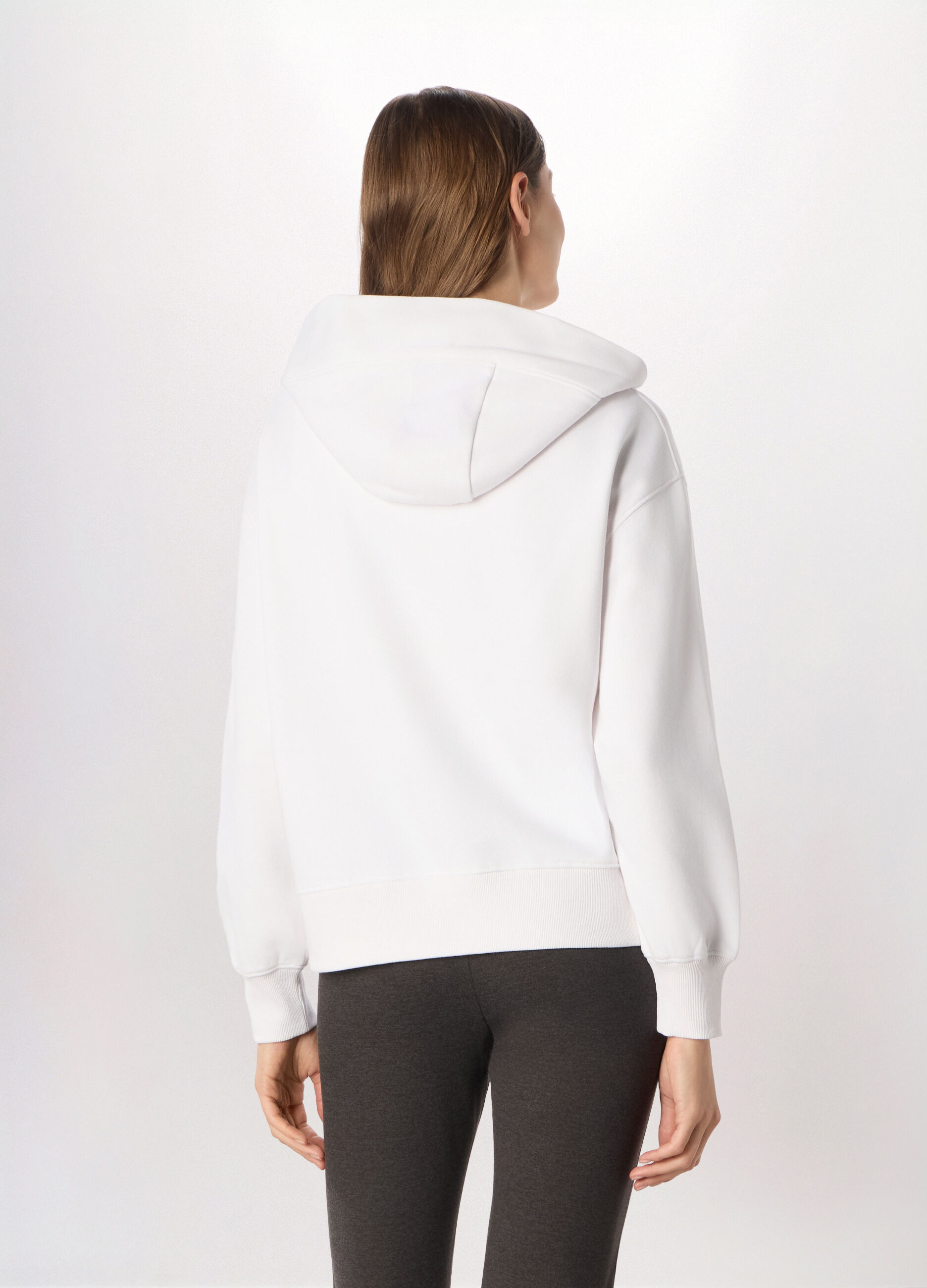 Felpa misto cotone con cappuccio donna_1