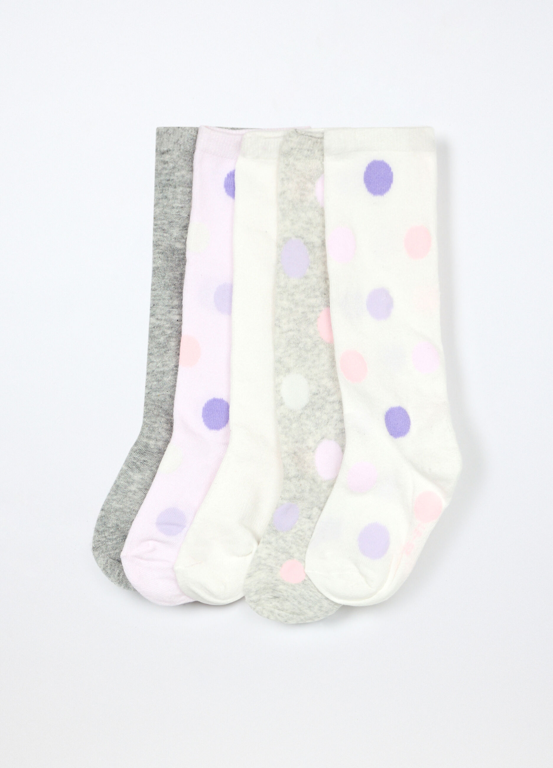 Pack 5 calze lunghe in cotone stretch bambina_0