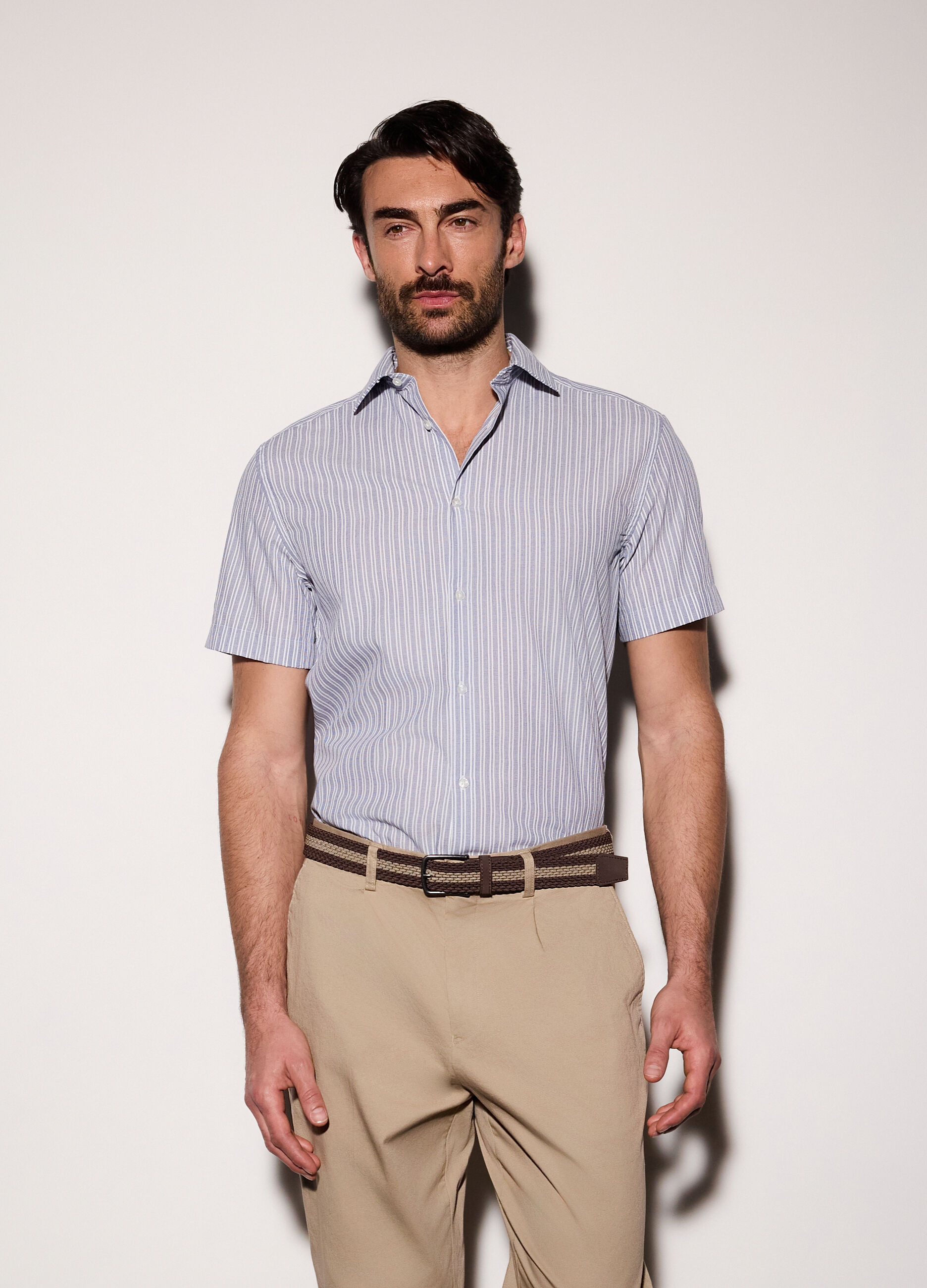 Camicia a maniche corte con stampa uomo_0
