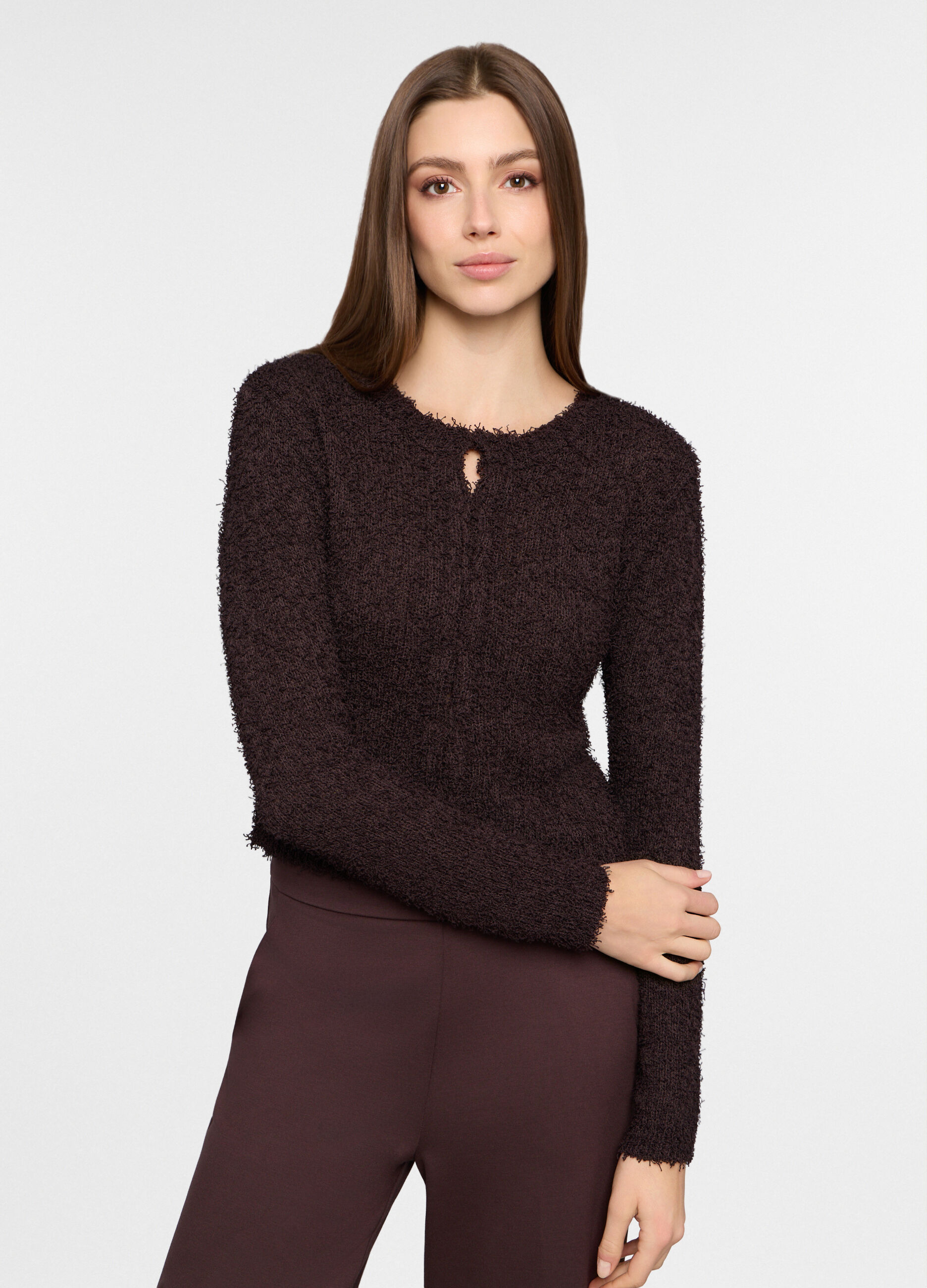 Cardigan girocollo operato donna_0