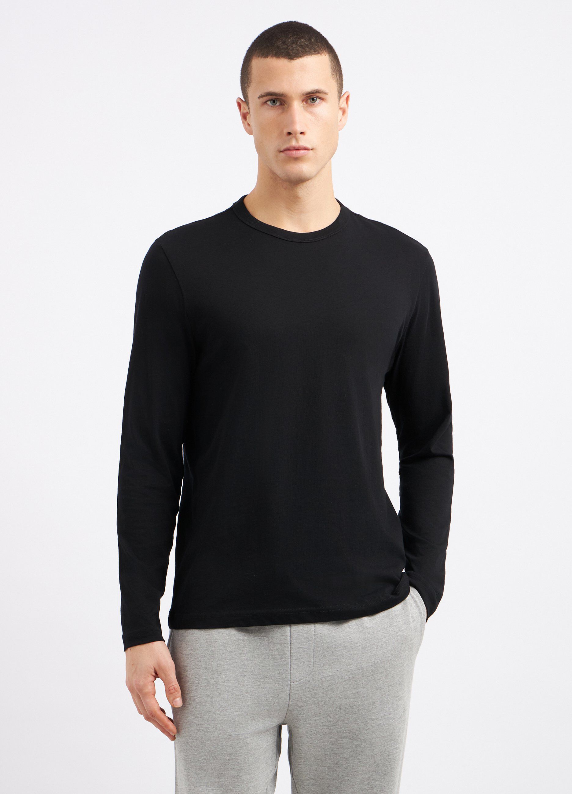 T-shirt in puro cotone a maniche lunghe uomo_0