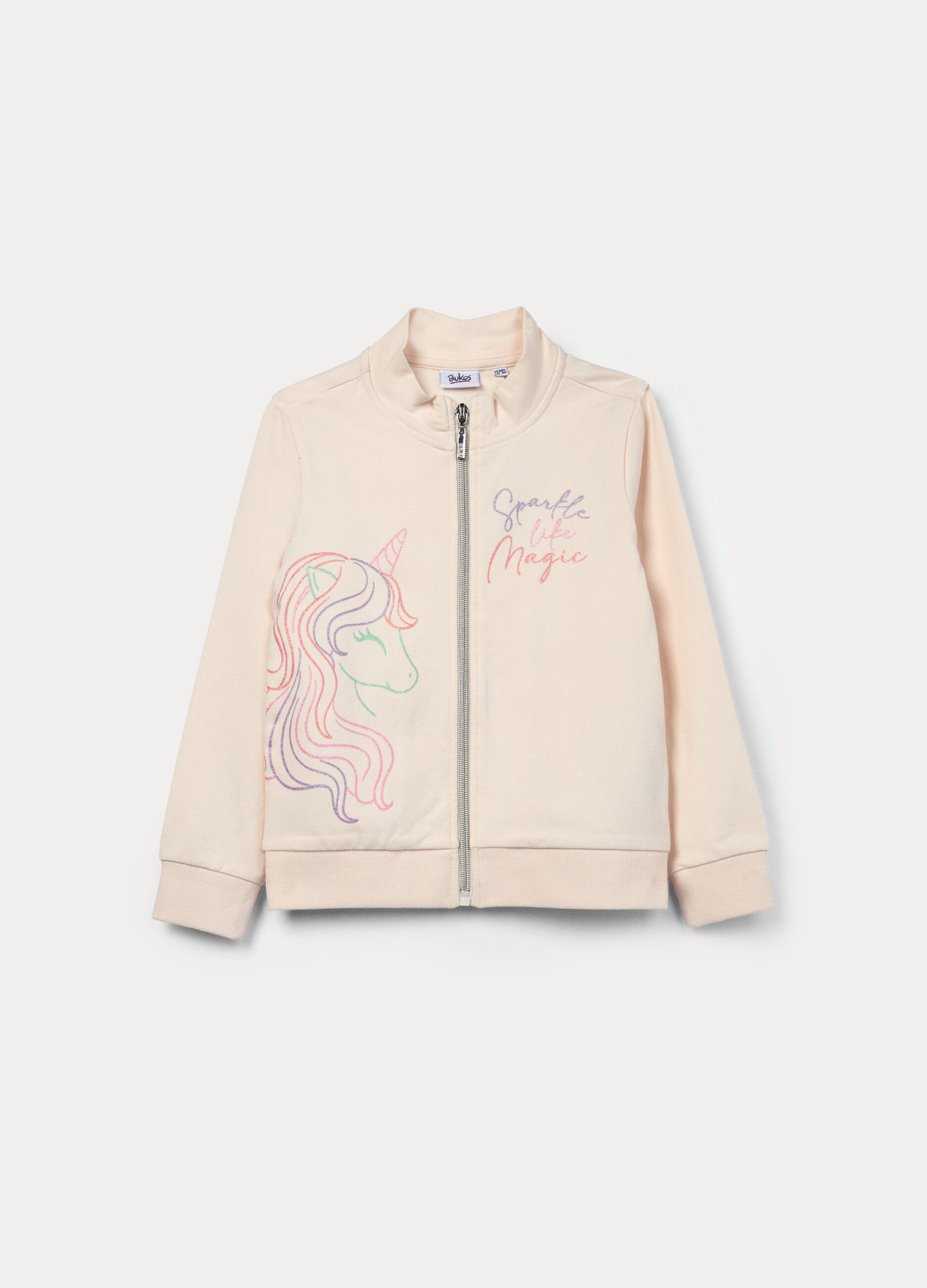 Felpa full zip in french terry di cotone stretch bambina_0