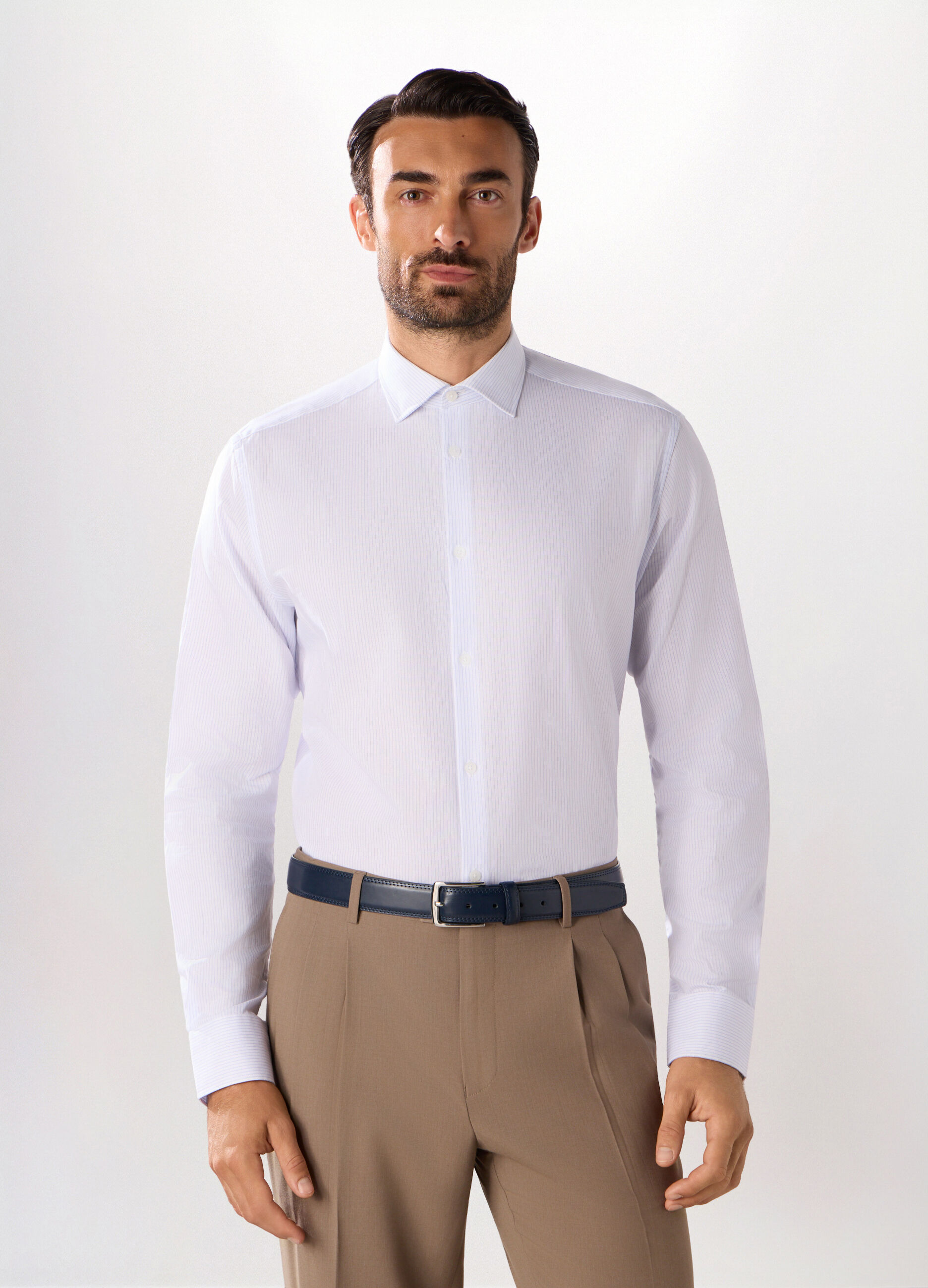 Camicia regular fit in puro cotone a righe uomo_0