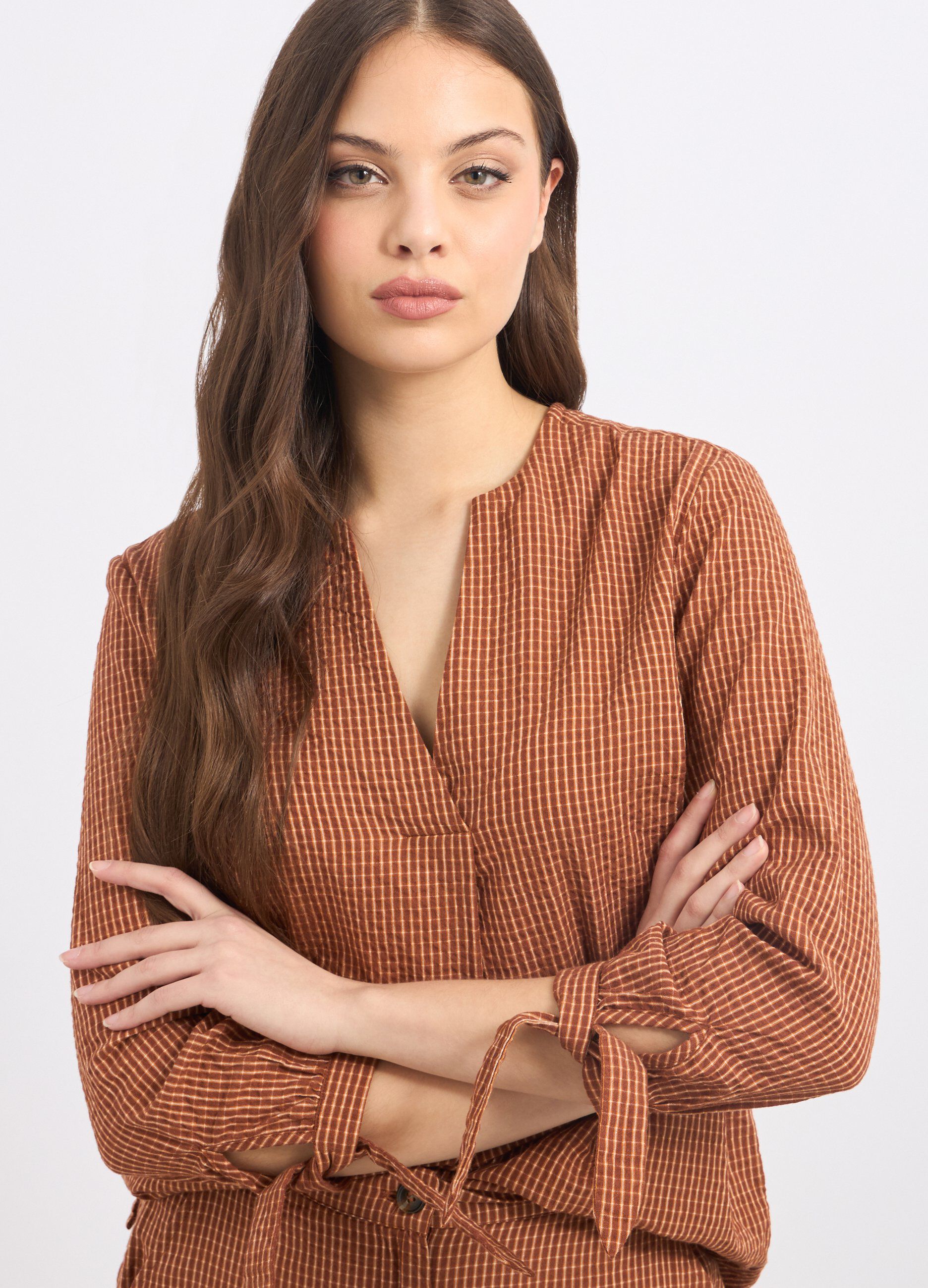 Blusa in puro cotone seersucker donna_2