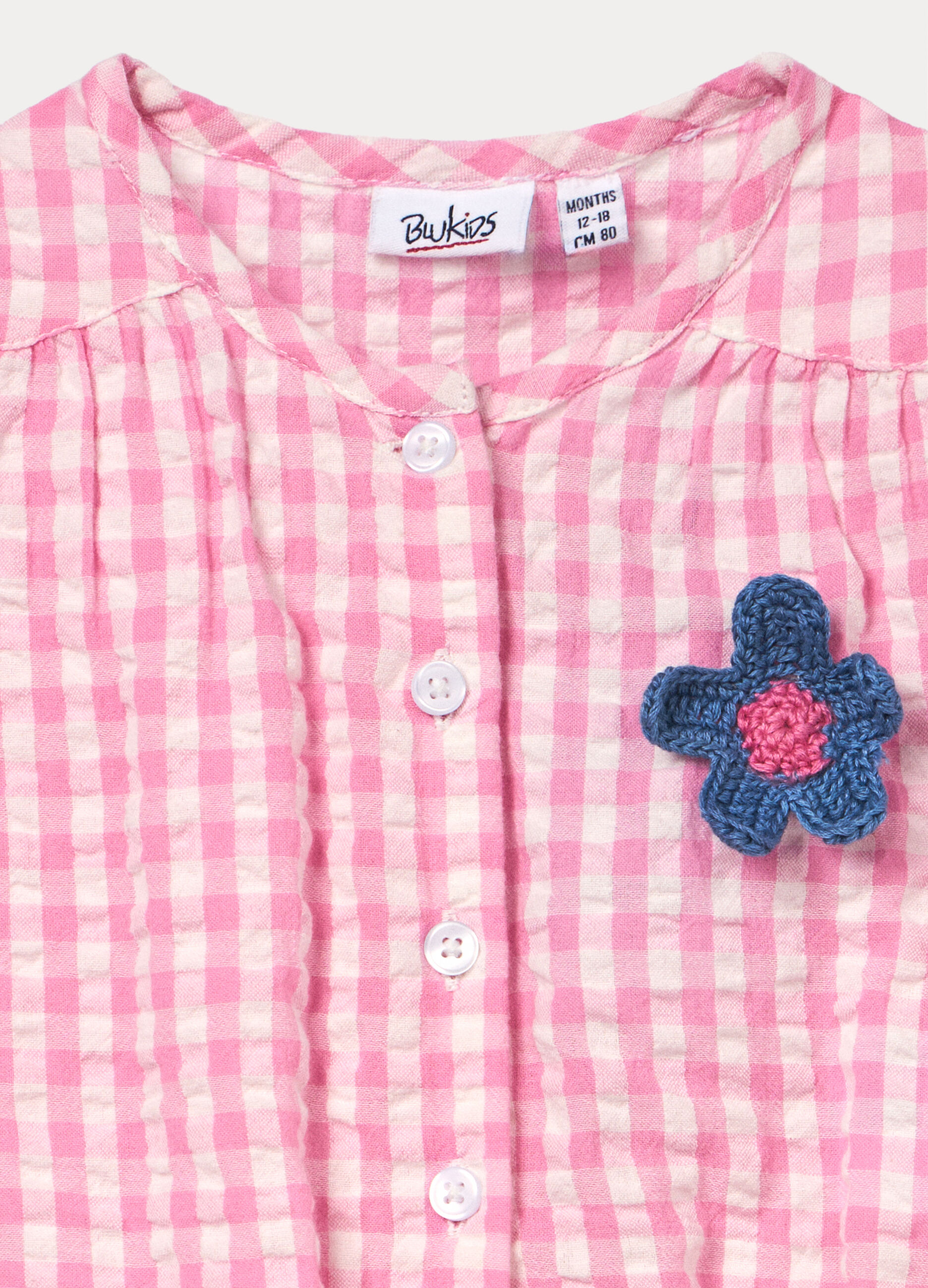 Camicia cropped in puro cotone seersucker bimba_2