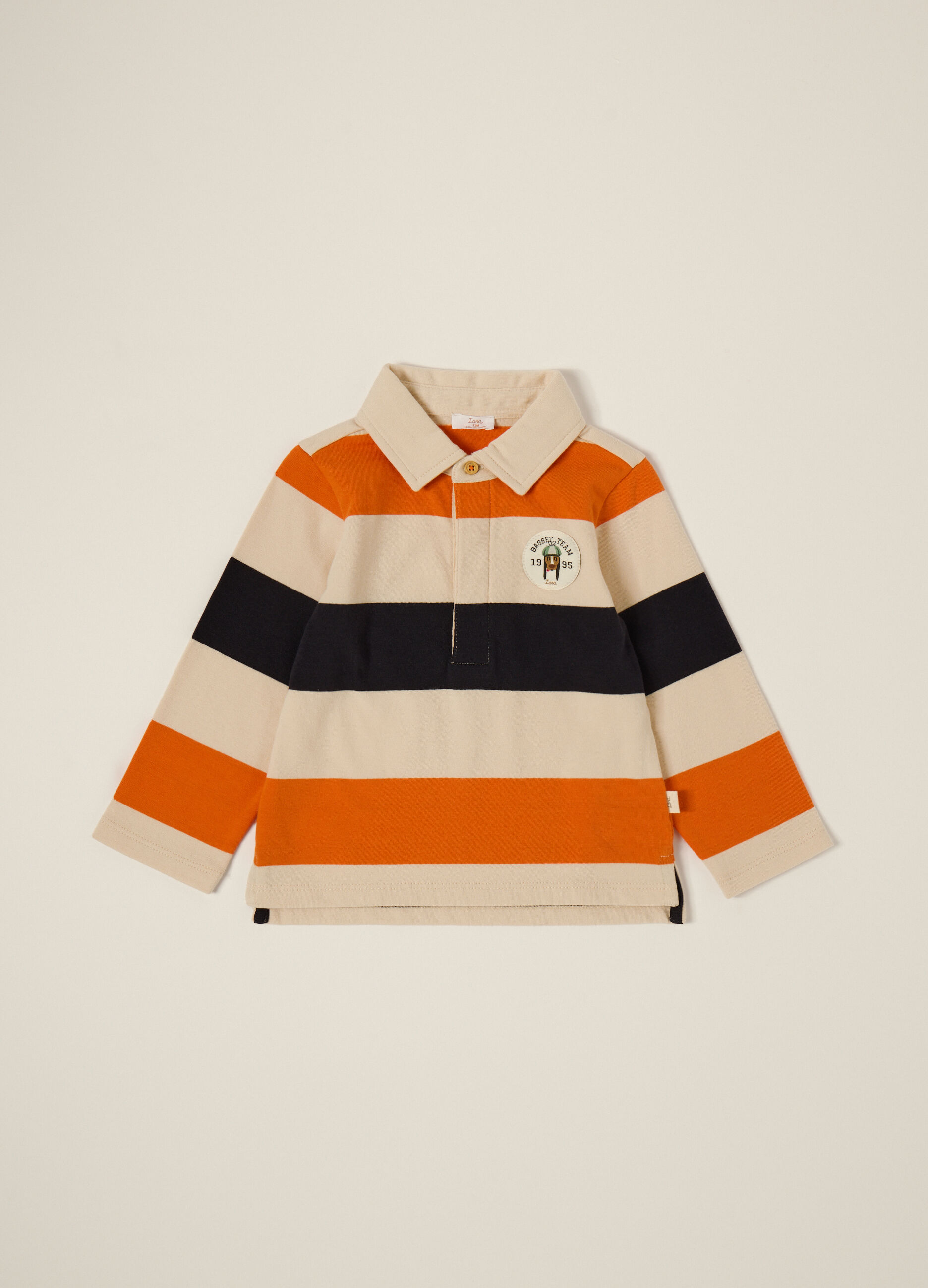 Polo a maniche lunghe in cotone beige_0