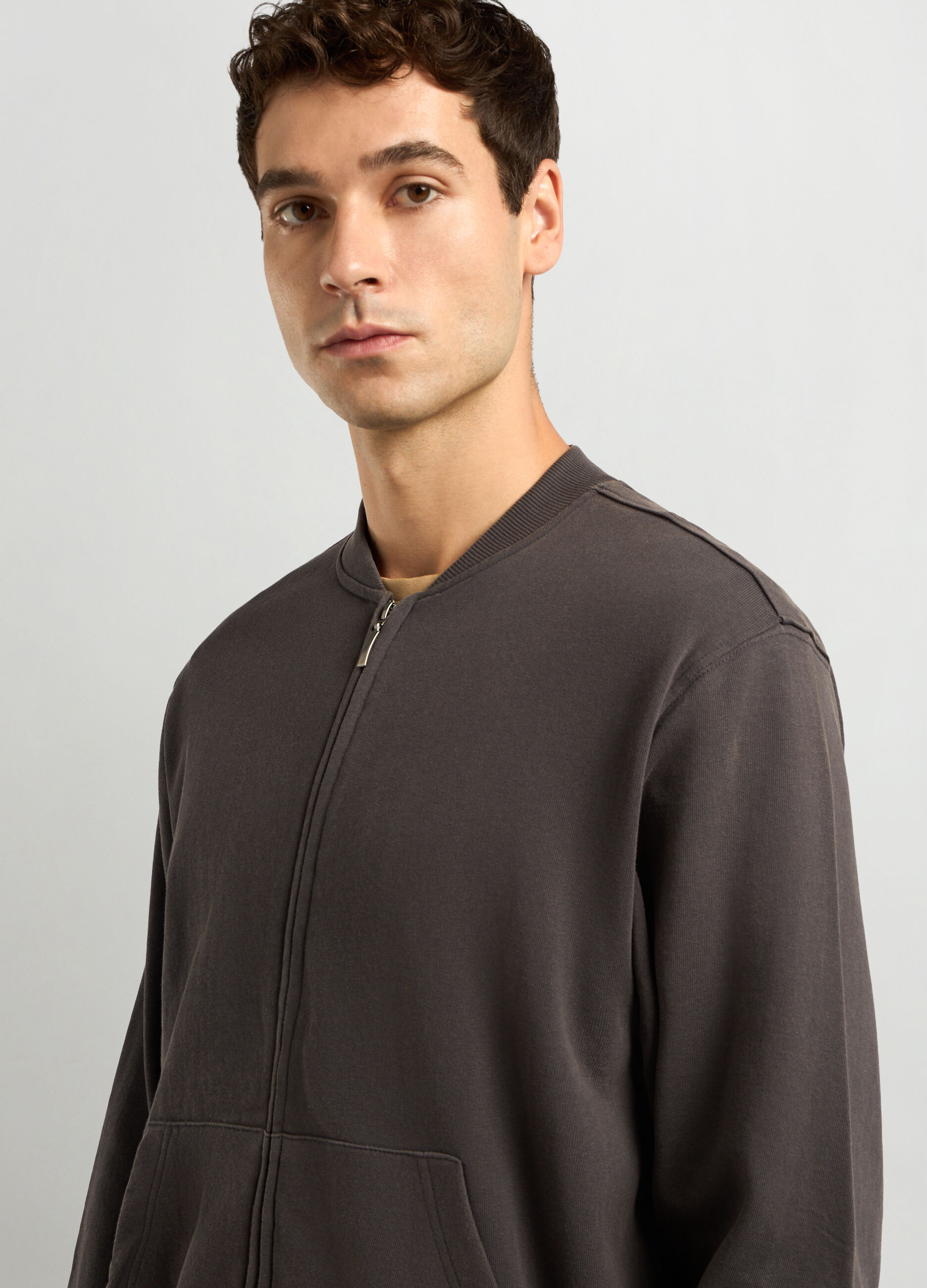 Felpa in puro cotone full zip uomo_2