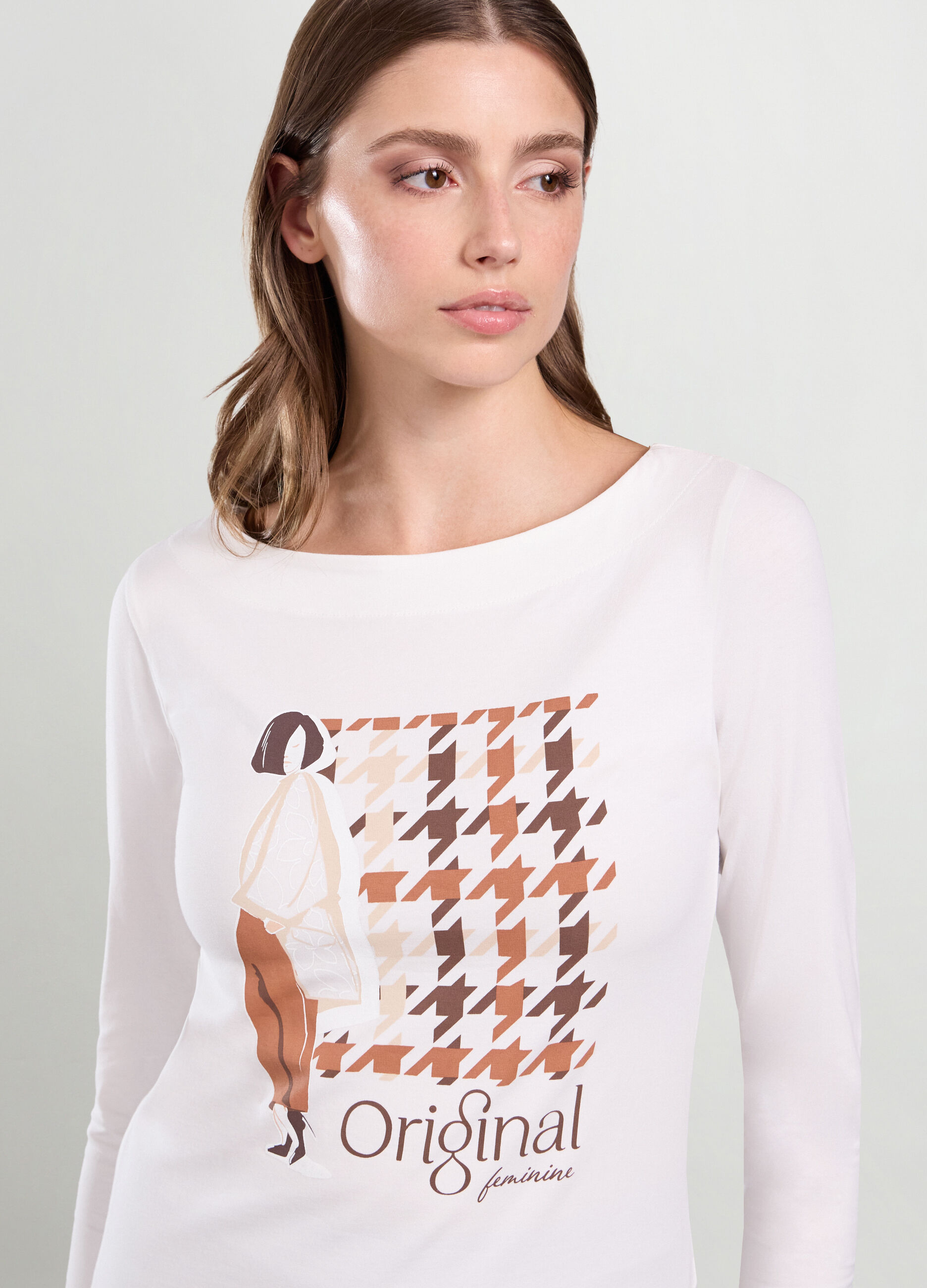 T-shirt in jersey di cotone stretch donna_2