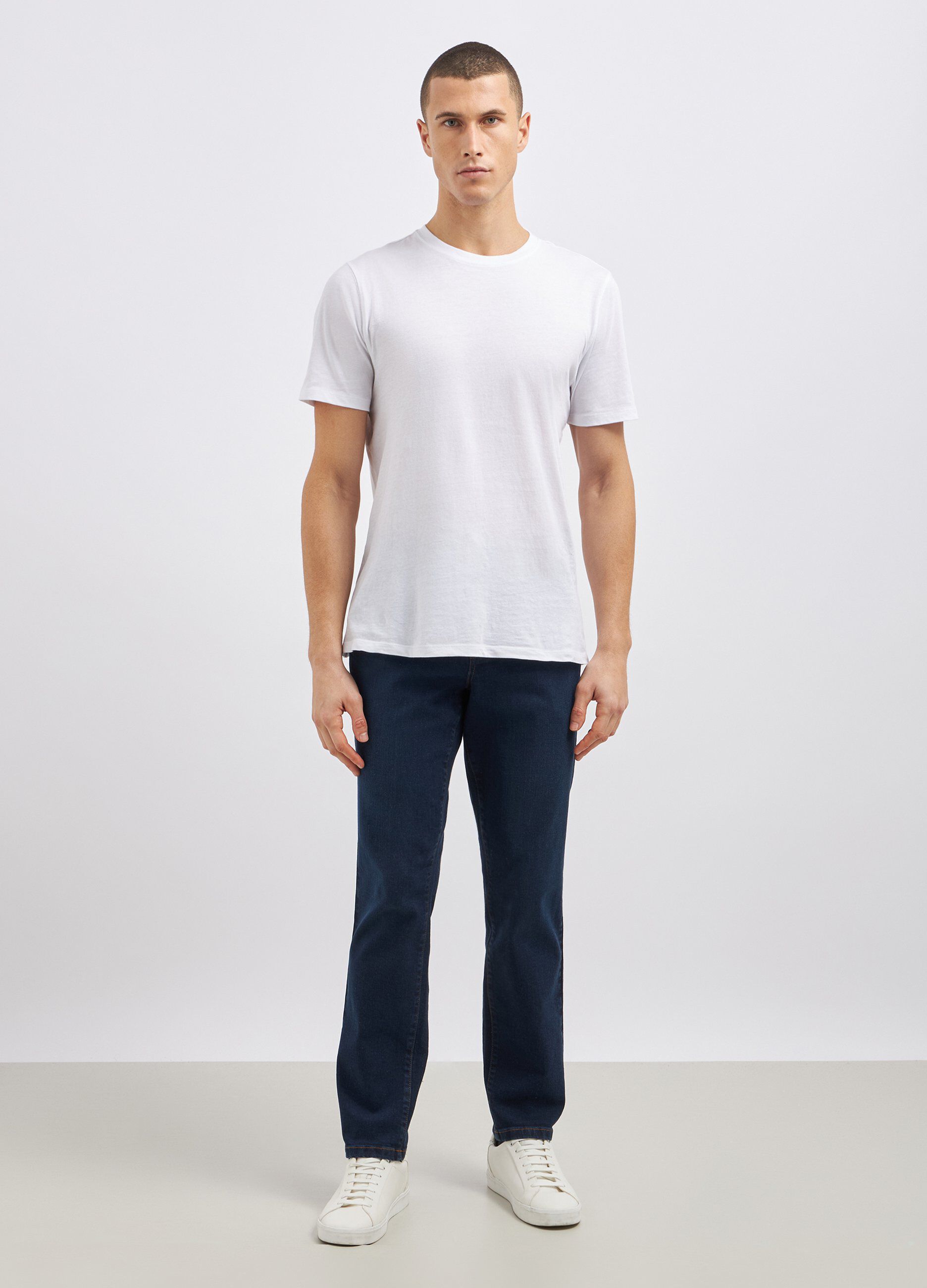 Pantaloni in denim di cotone stretch uomo_0