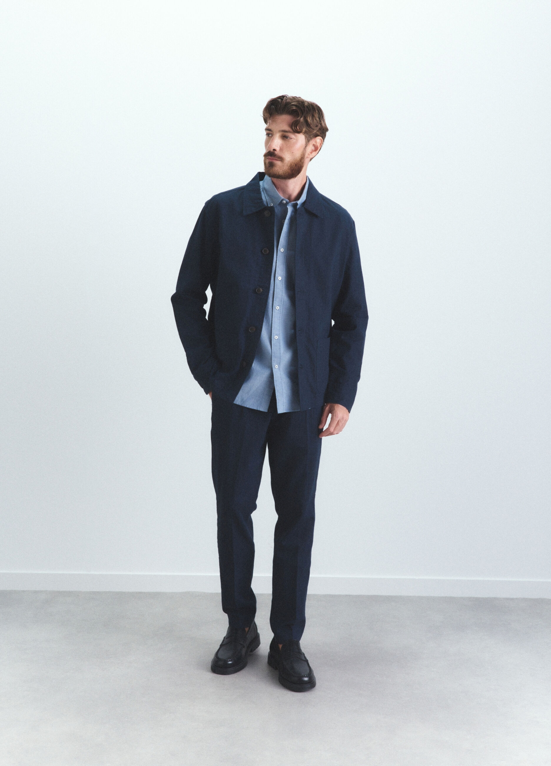 Giacca a camicia in lino e cotone uomo