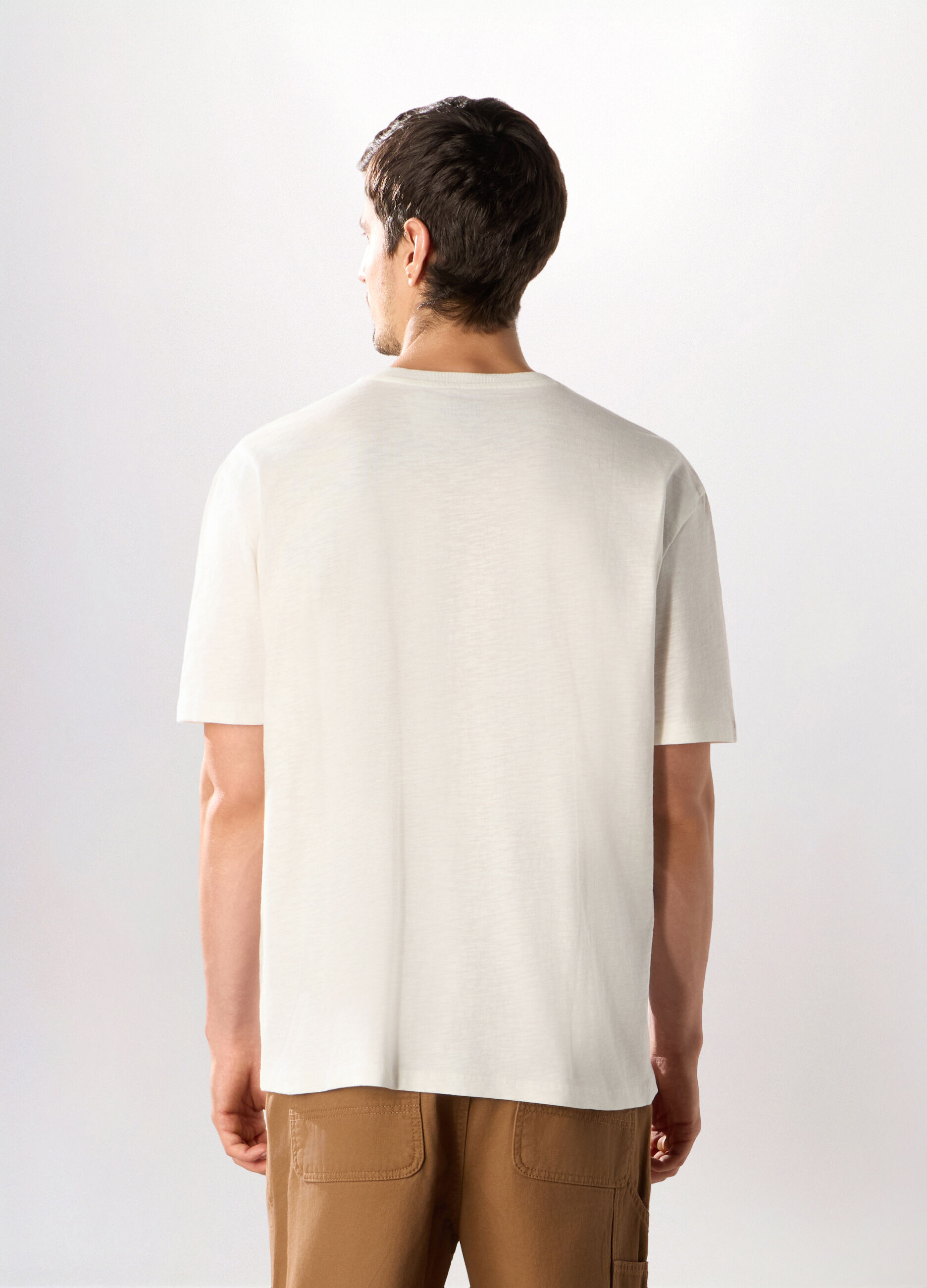 T-shirt girocollo in puro cotone fiammato uomo_1