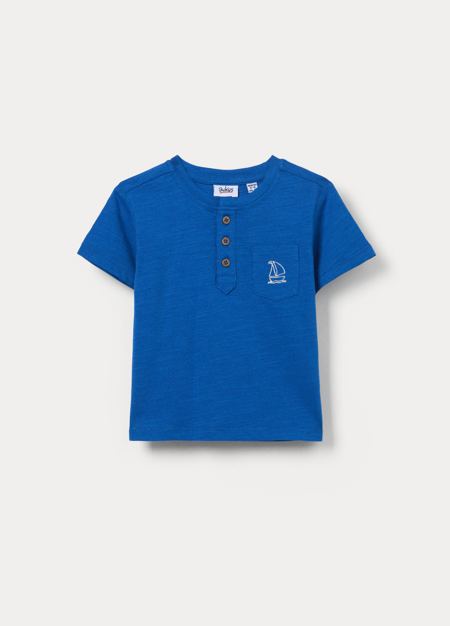 T-shirt girocollo in jersey di cotone slub bimbo_0