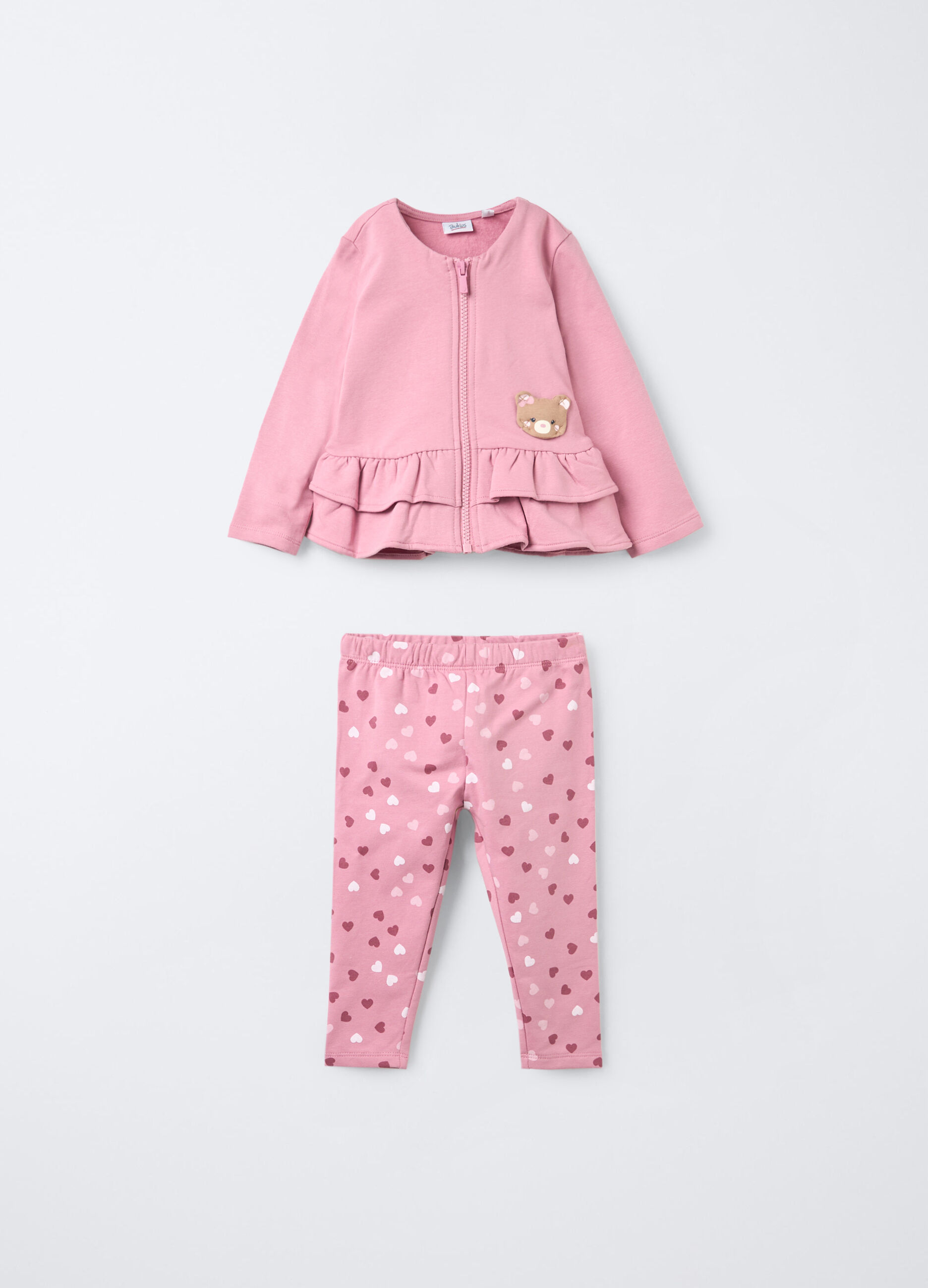 Jogging set in cotone garzato stretch bimba_0