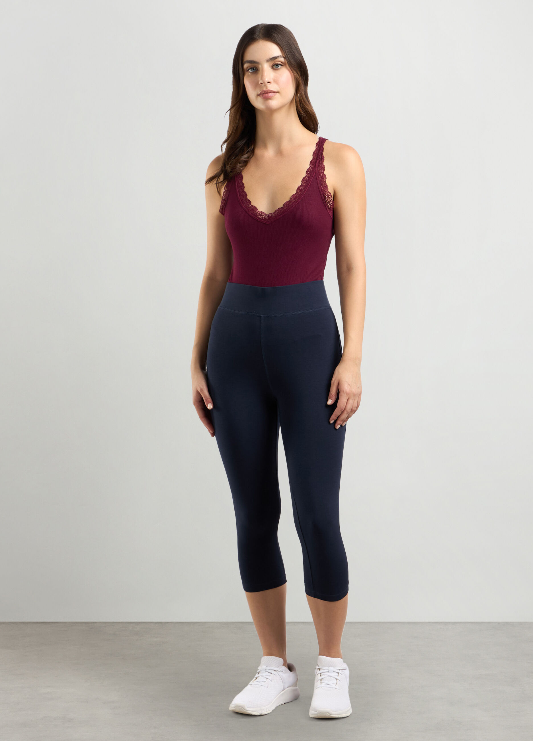 Leggings capri in cotone stretch donna_0