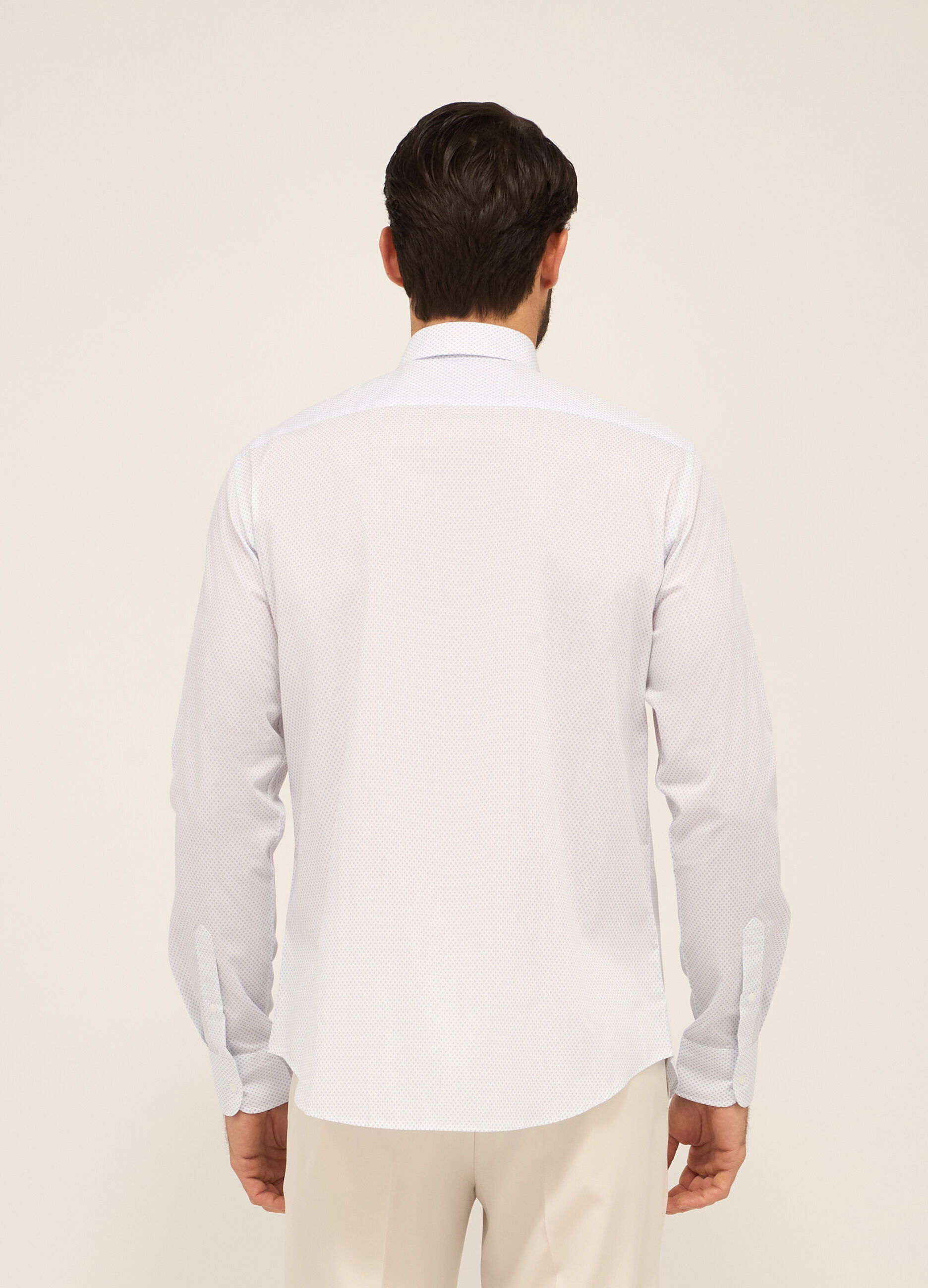 Camicia slim fit in misto cotone a fantasia uomo_1