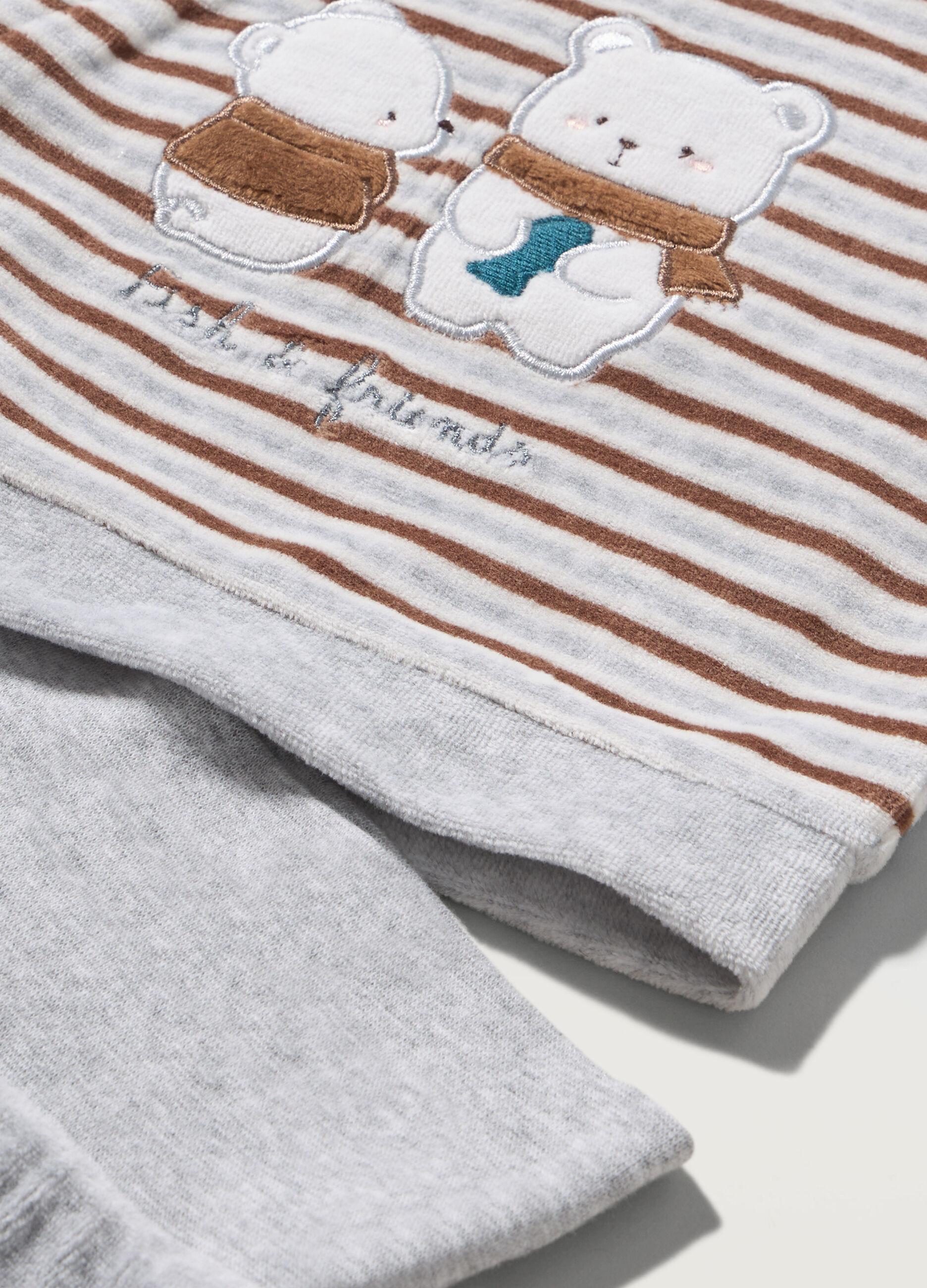 Completino in velour di misto cotone neonato_1