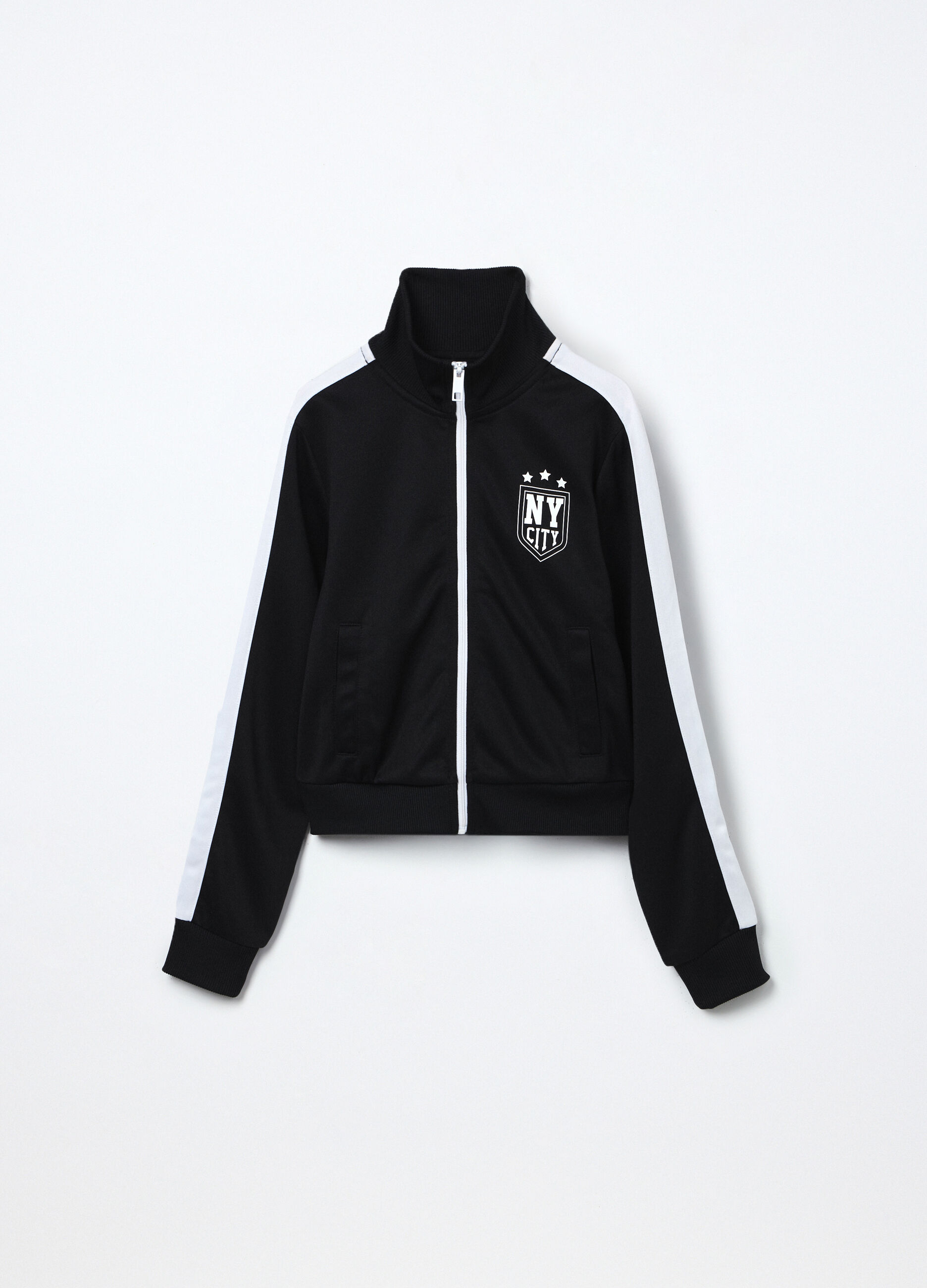 Felpa full zip con stampa ragazza_0