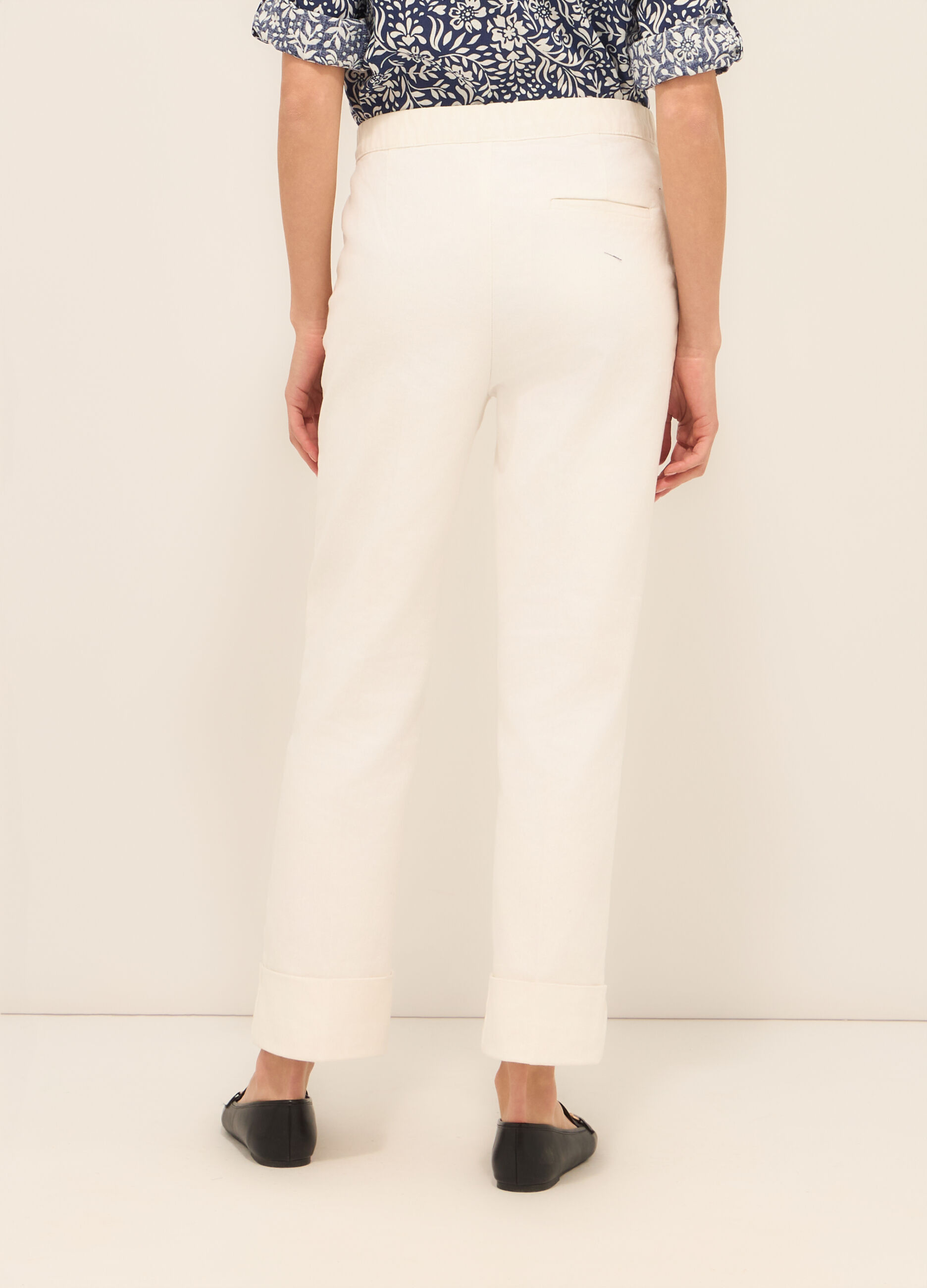 Pantaloni in denim di misto cotone donna_1