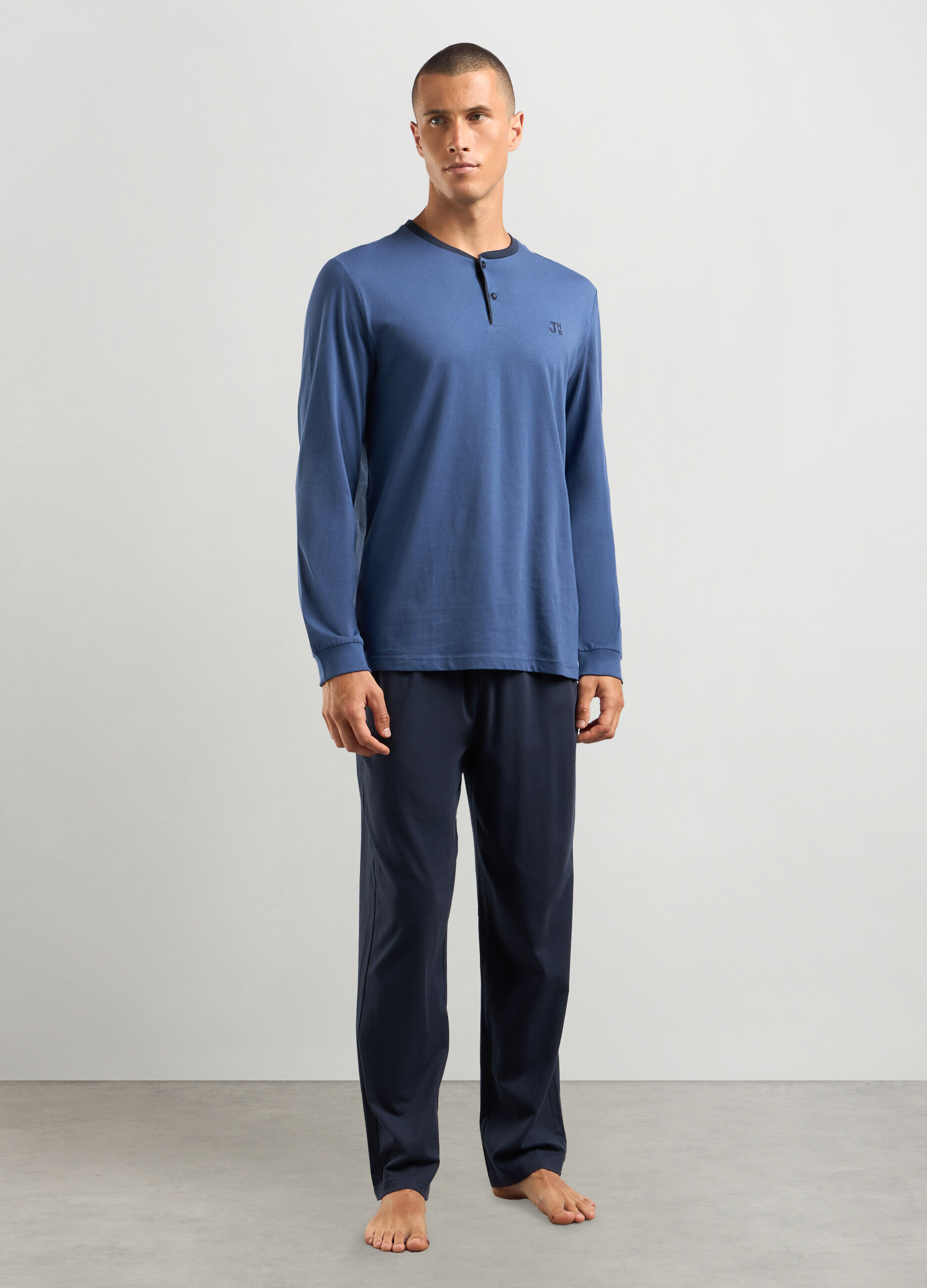 Set pigiama lungo in puro cotone uomo_0