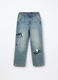 Pantaloni cargo in denim misto cotone ragazzo_0