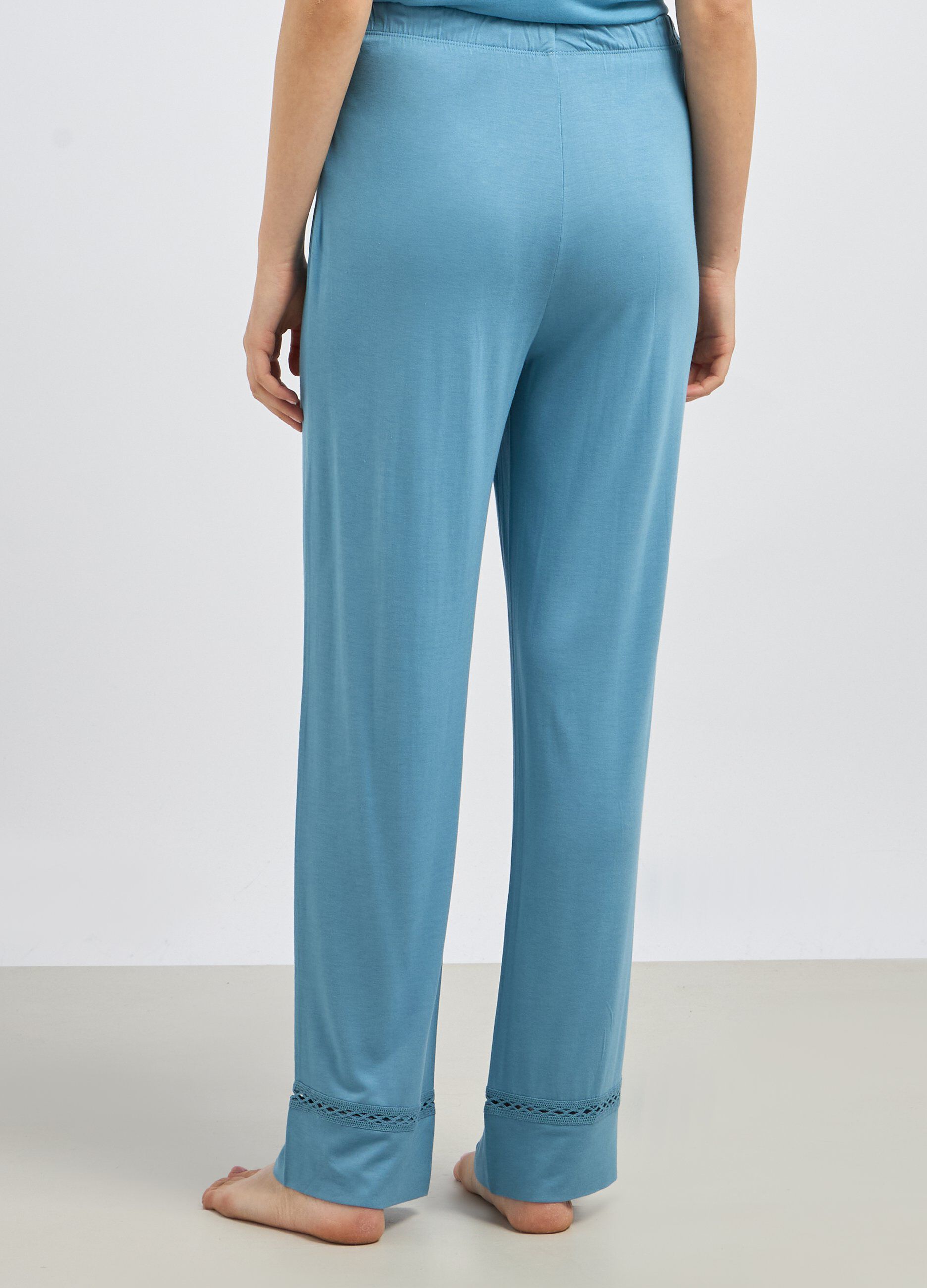 Pantalone lungo pigiama con pizzo donna_1