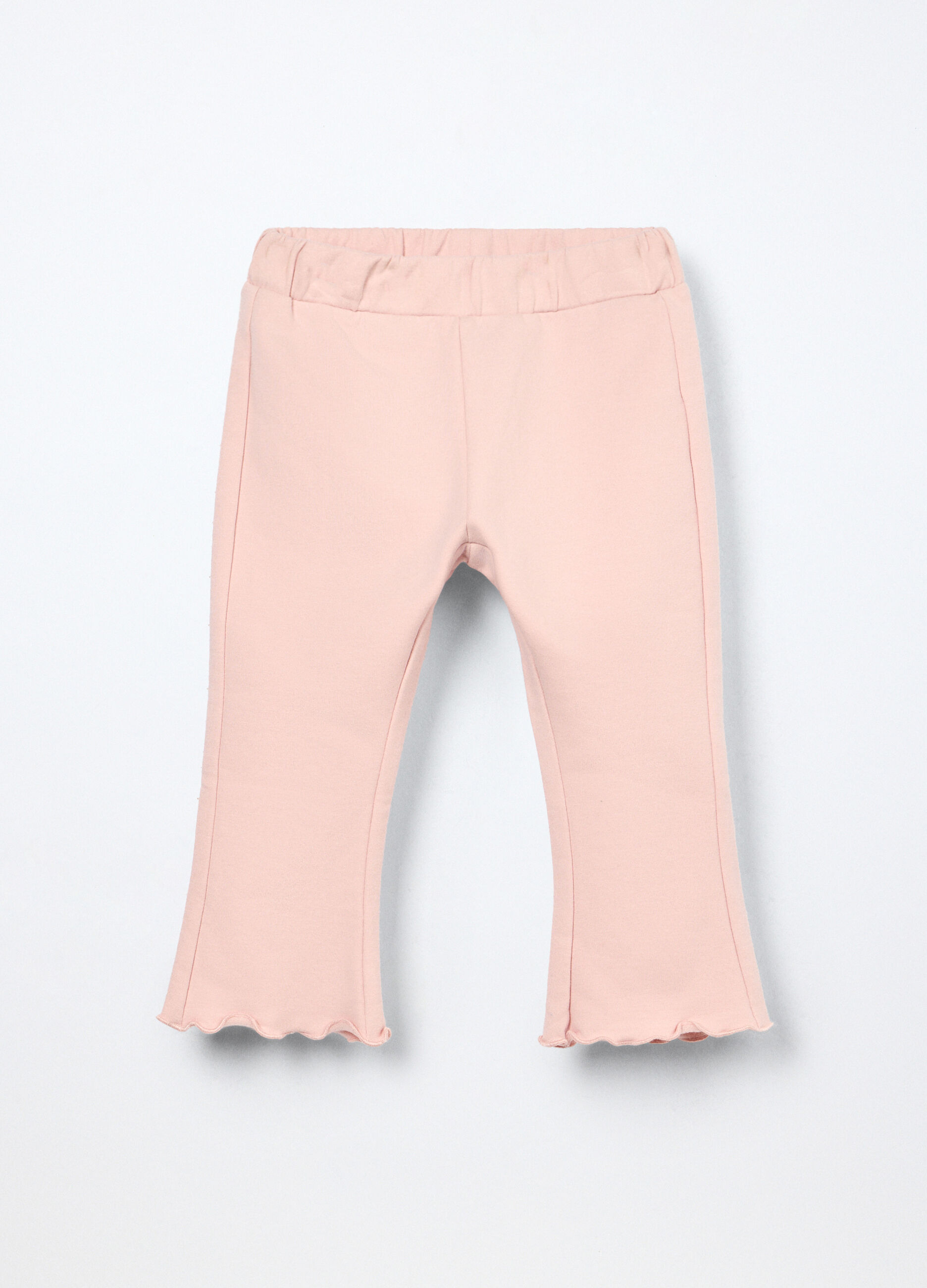 Leggings flare fit in felpa di cotone stretch neonata_0