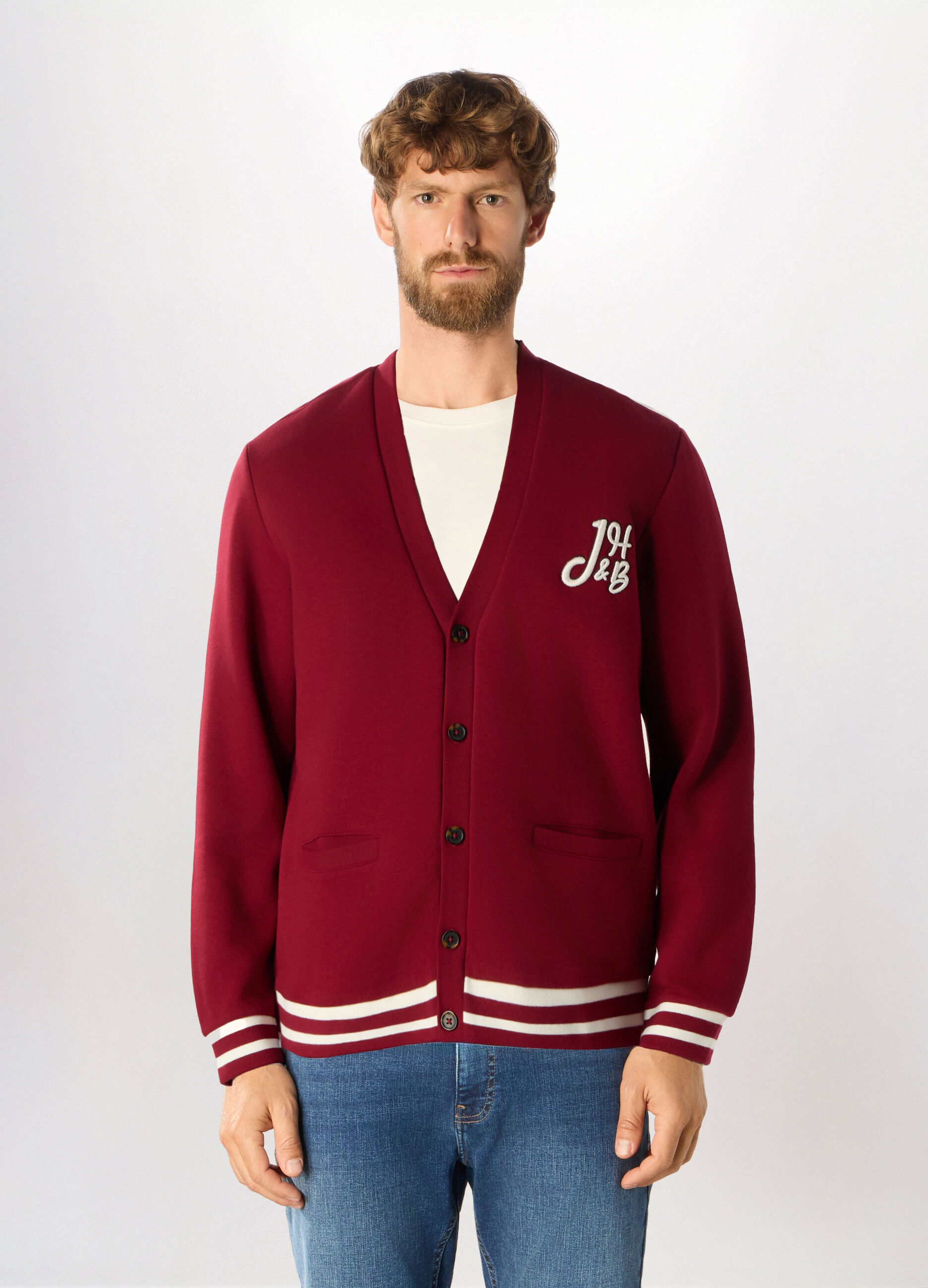 Cardigan in felpa misto cotone uomo