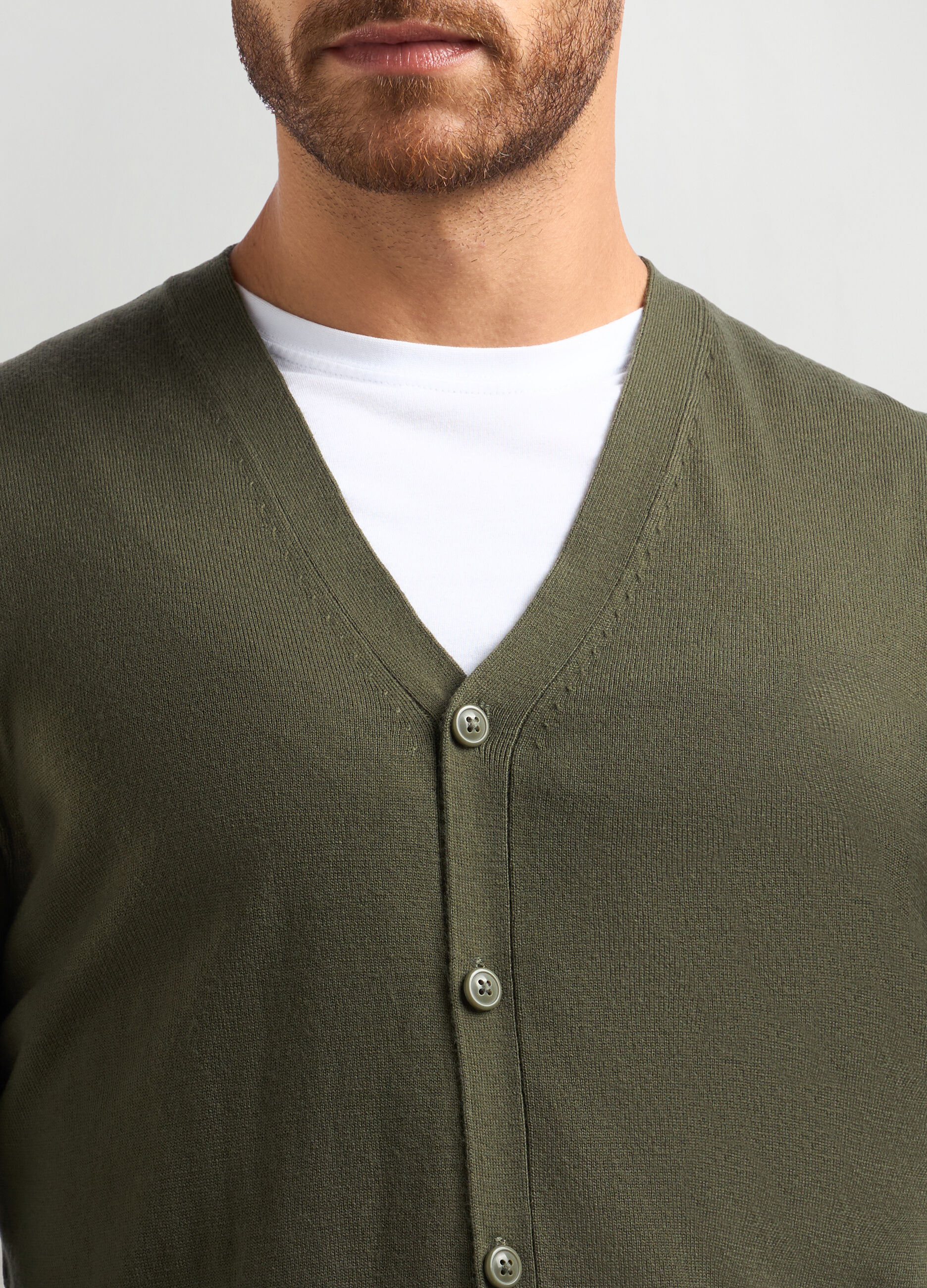 Cardigan collo a V maglia rasata uomo_2