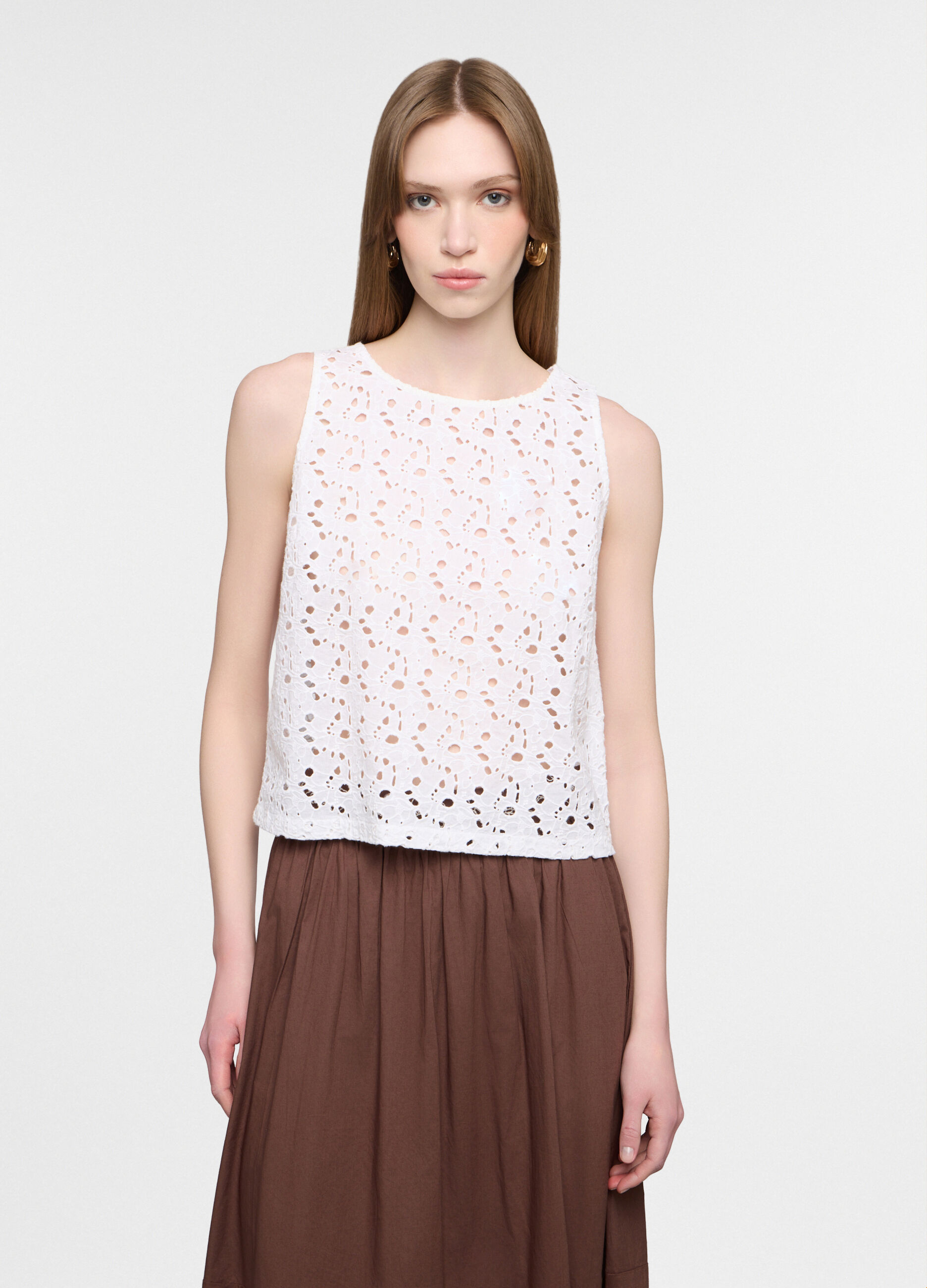 Blusa regular fit con scollo rotondo cambric 60's donna_0