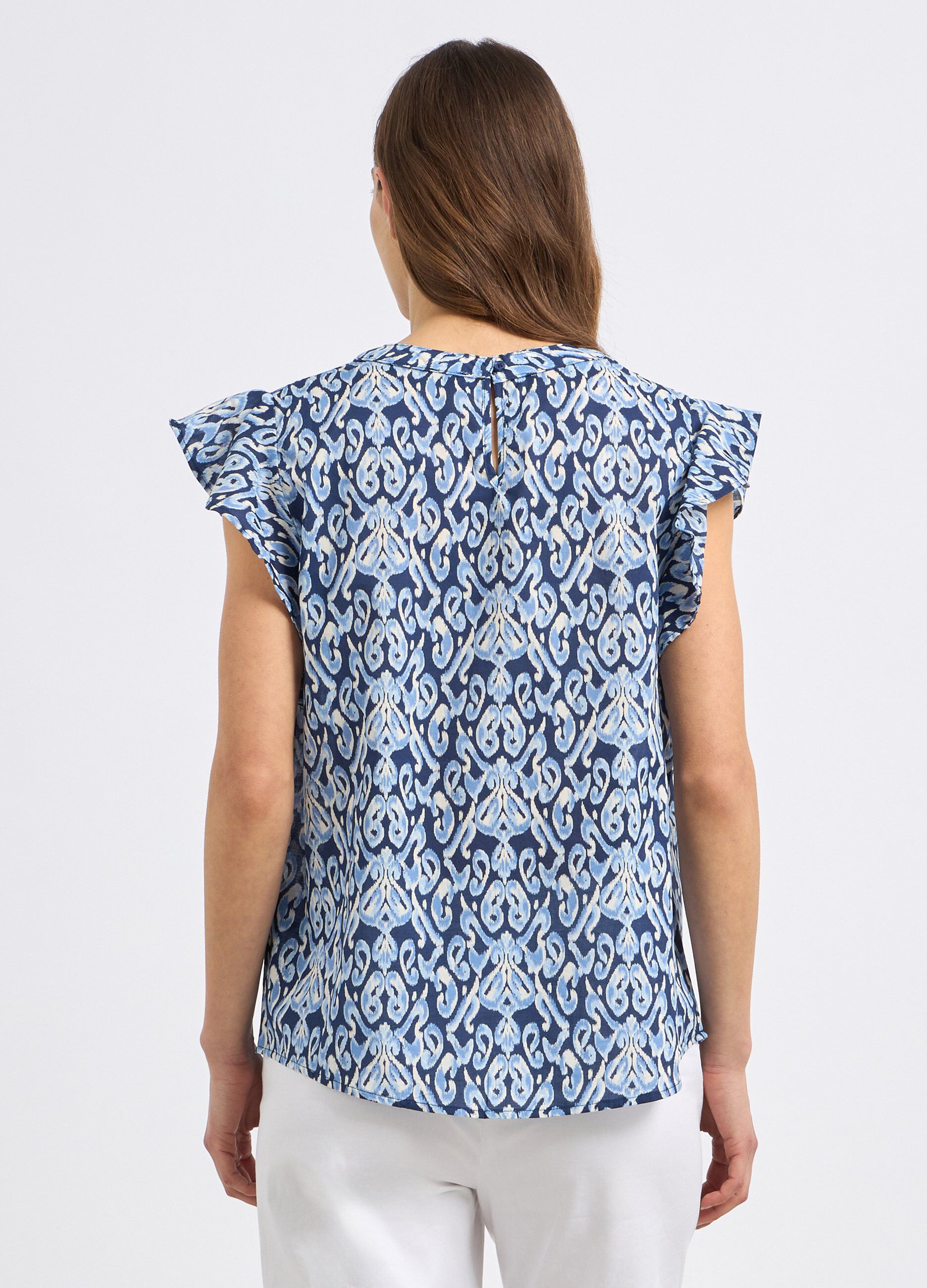 Blusa in puro cotone con rouches donna_1