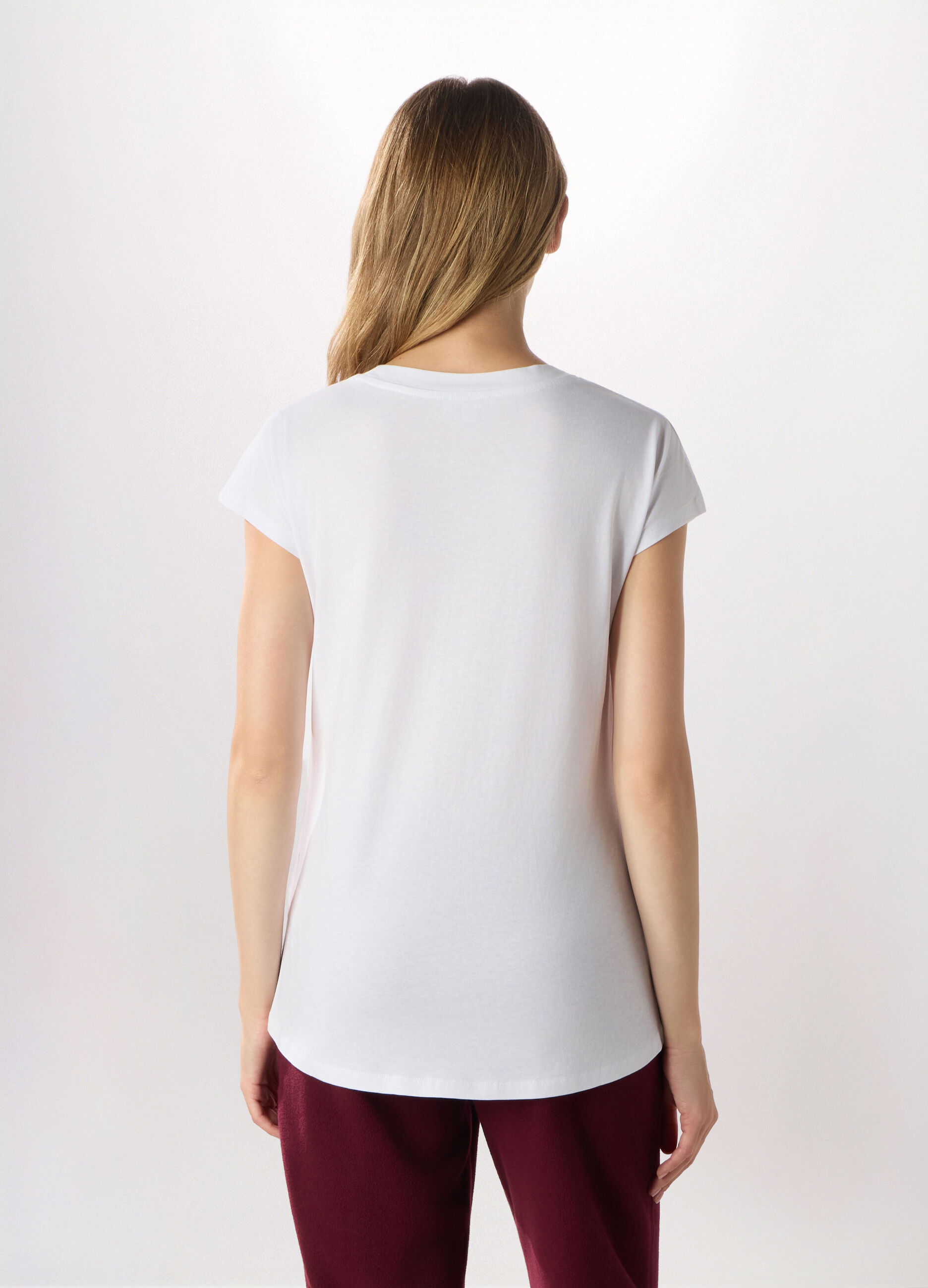 T-shirt in jersey di cotone stretch donna_1