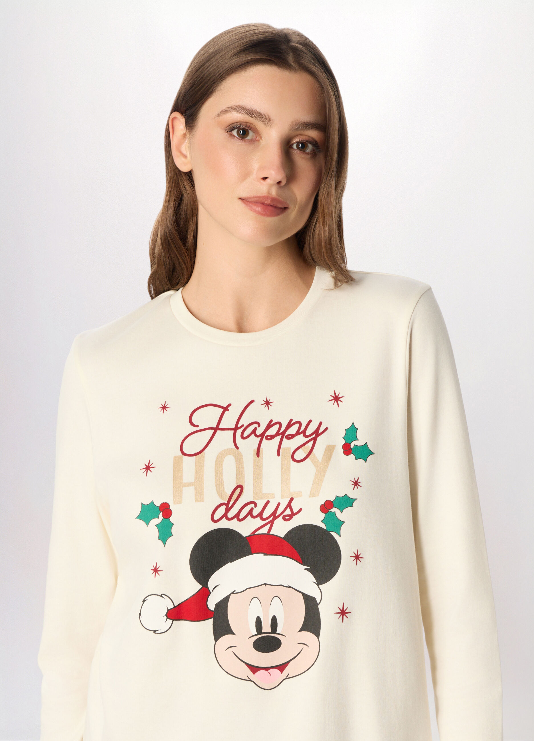 Set pigiama lungo in interlock di puro cotone donna_2