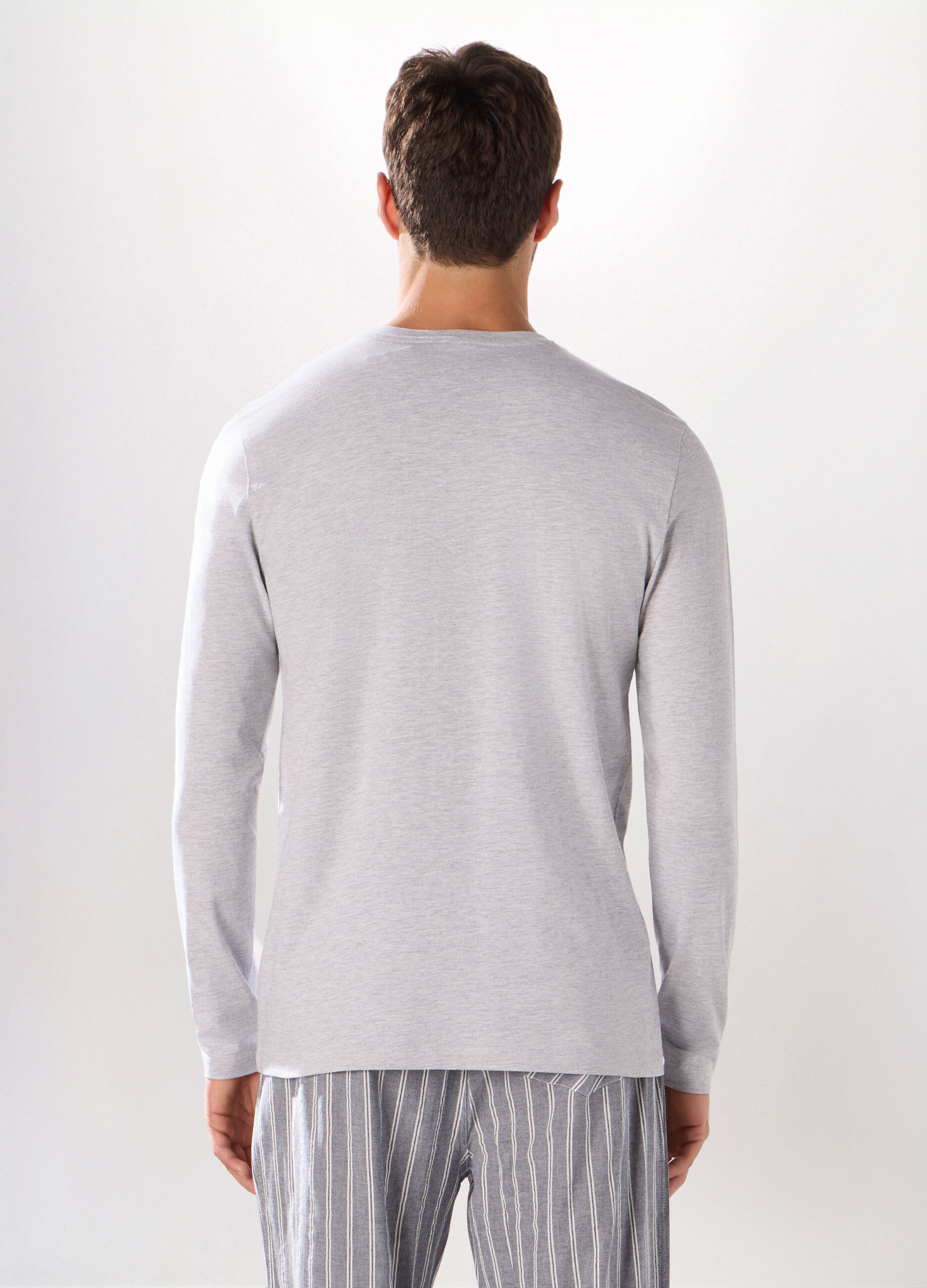 Maglia pigiama a maniche lunghe in jersey di cotone uomo_1
