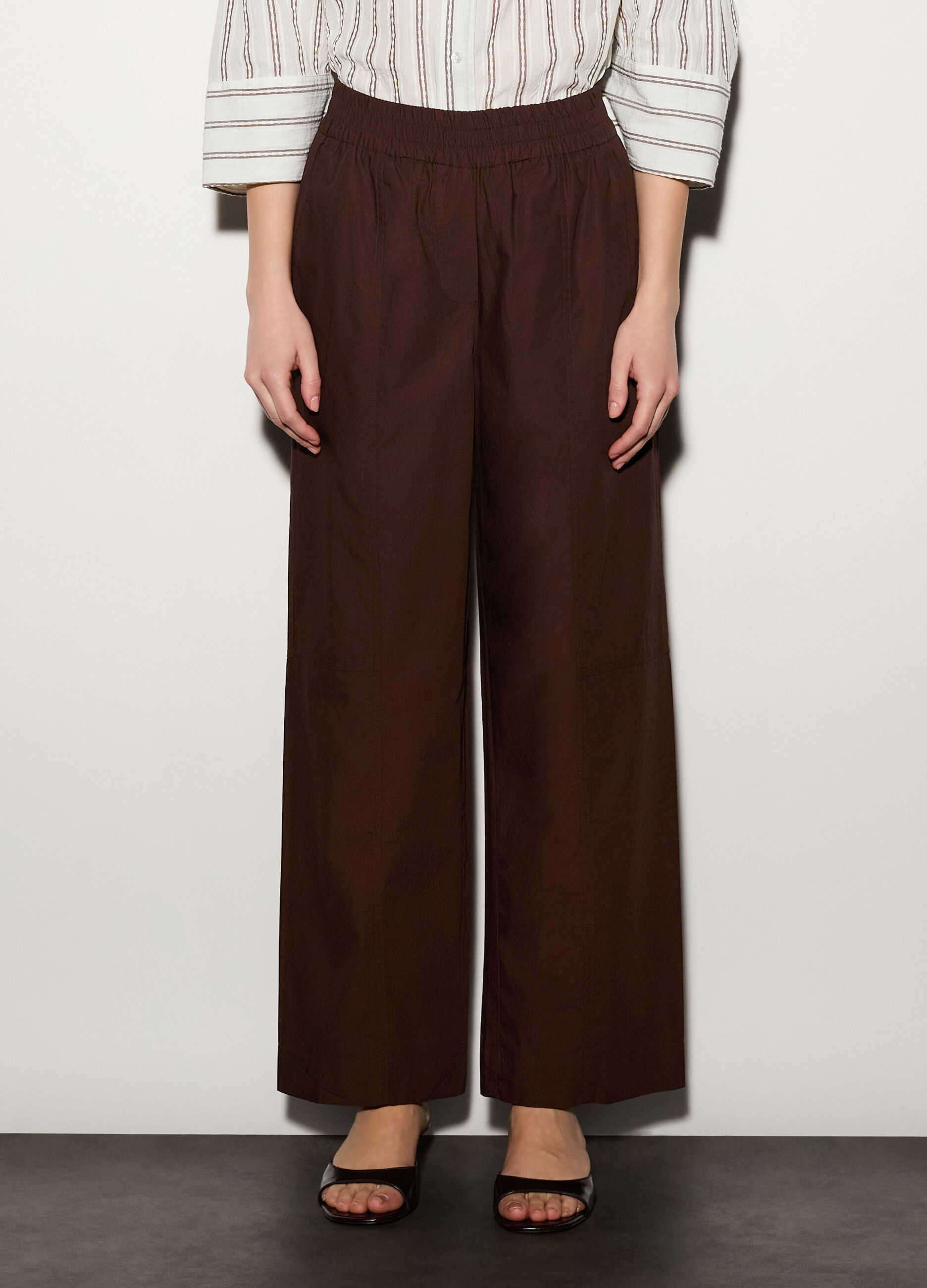 Pantaloni regular fit in popeline di puro cotone donna_1